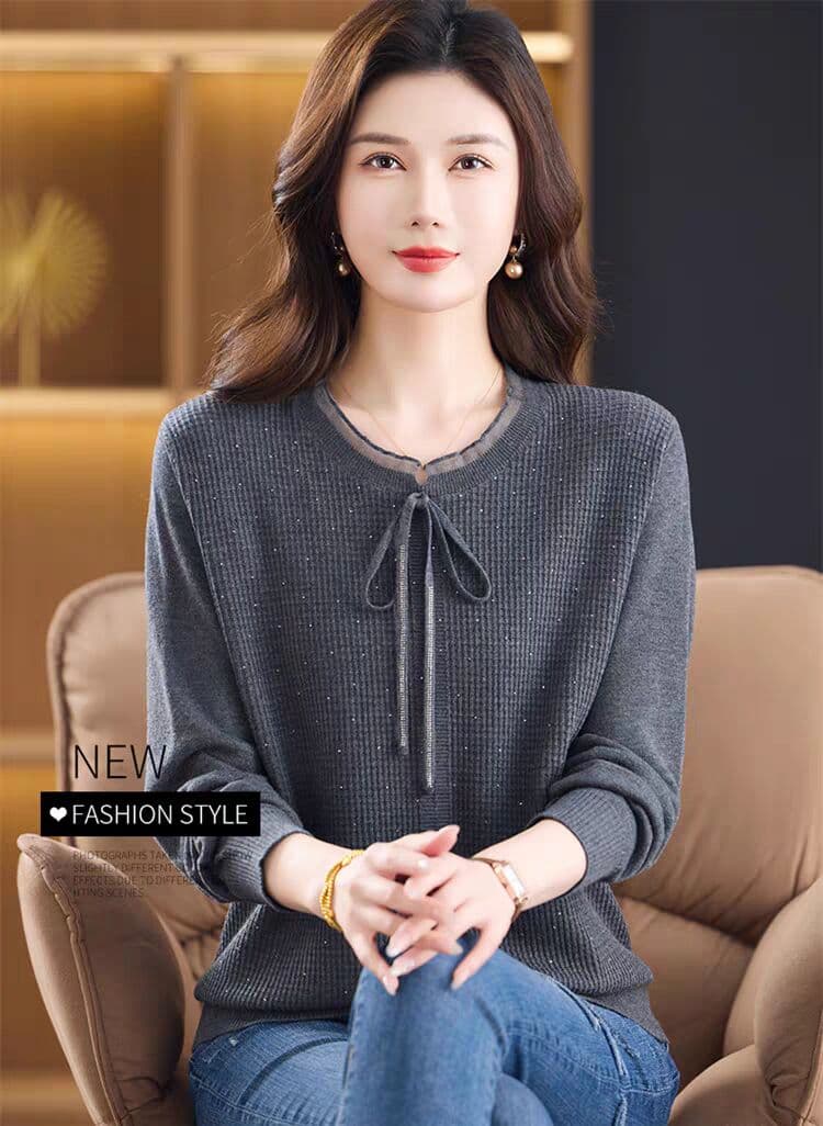 가을 새로운 긴팔 티셔츠 여성 레이스 측면 니트 기본 셔츠 고급 아름다운 인사이드 가져 가라. 외국 가스 맨위 상세 이미지 1