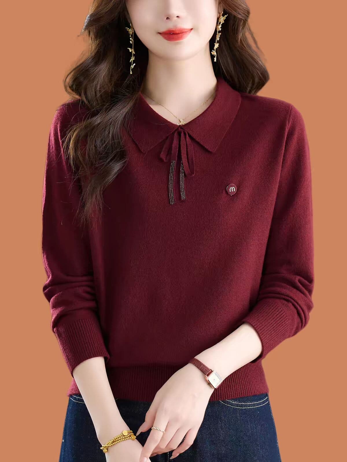 고급 센스 여성 폭발 POLO 칼라 외출용 스웨터 영 엄마 표지 고기 외국 가스 만나는 맨위 이미지 4