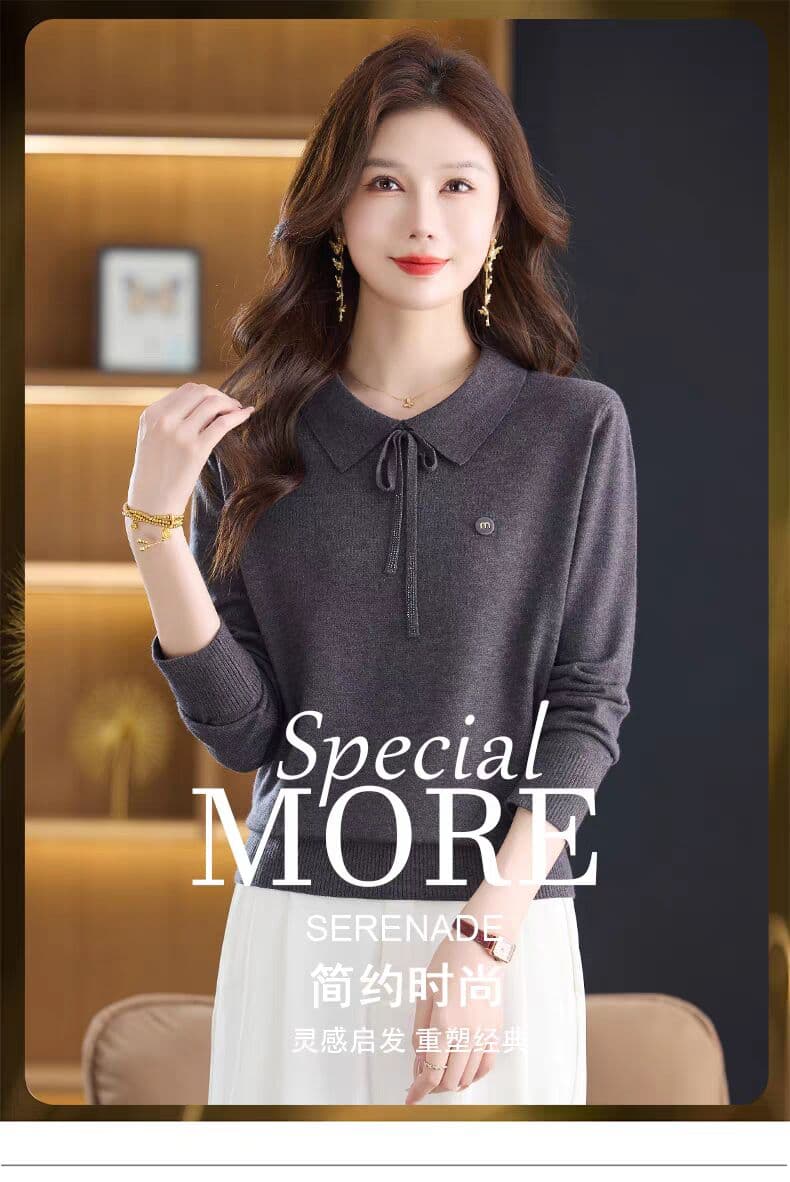 고급 센스 여성 폭발 POLO 칼라 외출용 스웨터 영 엄마 표지 고기 외국 가스 만나는 맨위 상세 이미지 1
