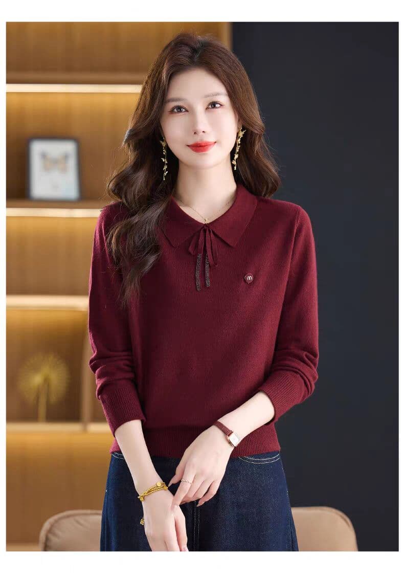 고급 센스 여성 폭발 POLO 칼라 외출용 스웨터 영 엄마 표지 고기 외국 가스 만나는 맨위 상세 이미지 12