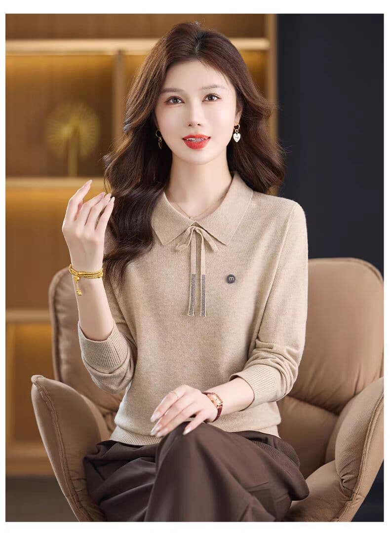 고급 센스 여성 폭발 POLO 칼라 외출용 스웨터 영 엄마 표지 고기 외국 가스 만나는 맨위 상세 이미지 13