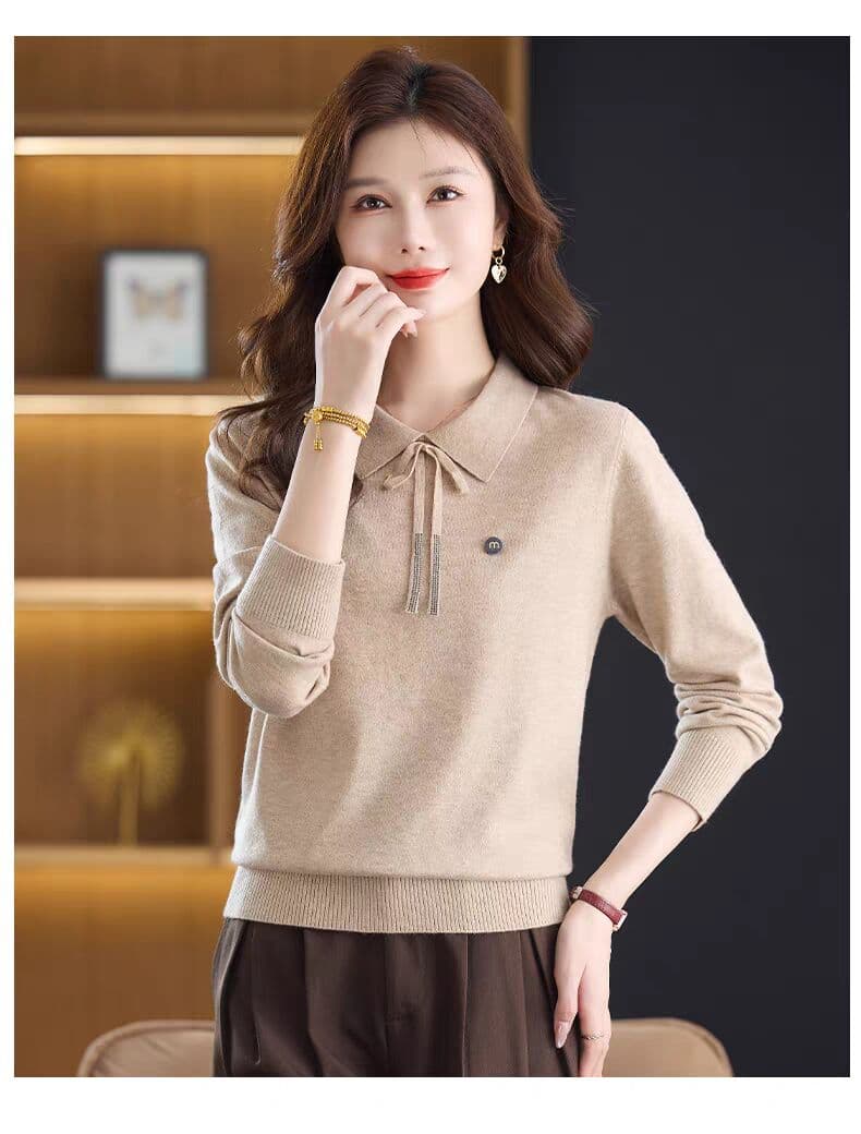 고급 센스 여성 폭발 POLO 칼라 외출용 스웨터 영 엄마 표지 고기 외국 가스 만나는 맨위 상세 이미지 15