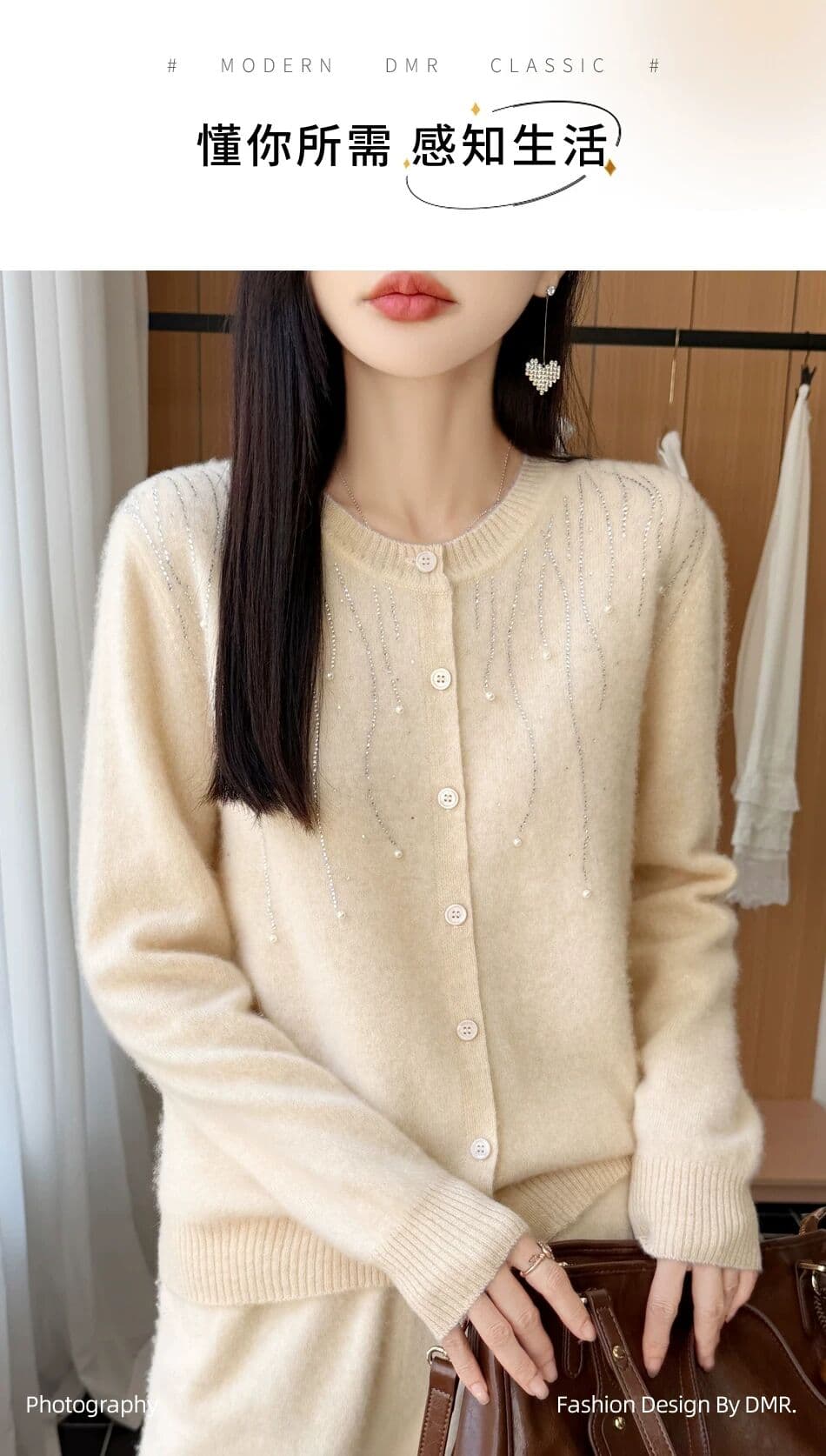 무거운 작업 핫픽스 니트 오픈 가디건 여성 짧은 외투 스웨터 새로운 오래된 돈 바람 라운드 넥 스웨터 외부 가져 가라. 슬림해 보이는 맨위 상세 이미지 1