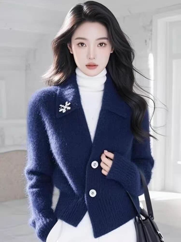 작은 샤넬 스타일 스웨터 카디건 코트 여성 의류 2026 새로운 올해 인기 폭발 가을 맨위 이미지 2