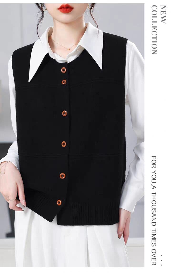 가을 의상 라운드 넥 니트 베스트 여자 2026 새로운 외국 가스 세련된 외부 가져 가라. 스택 착용 조끼 가을 재킷 상세 이미지 19