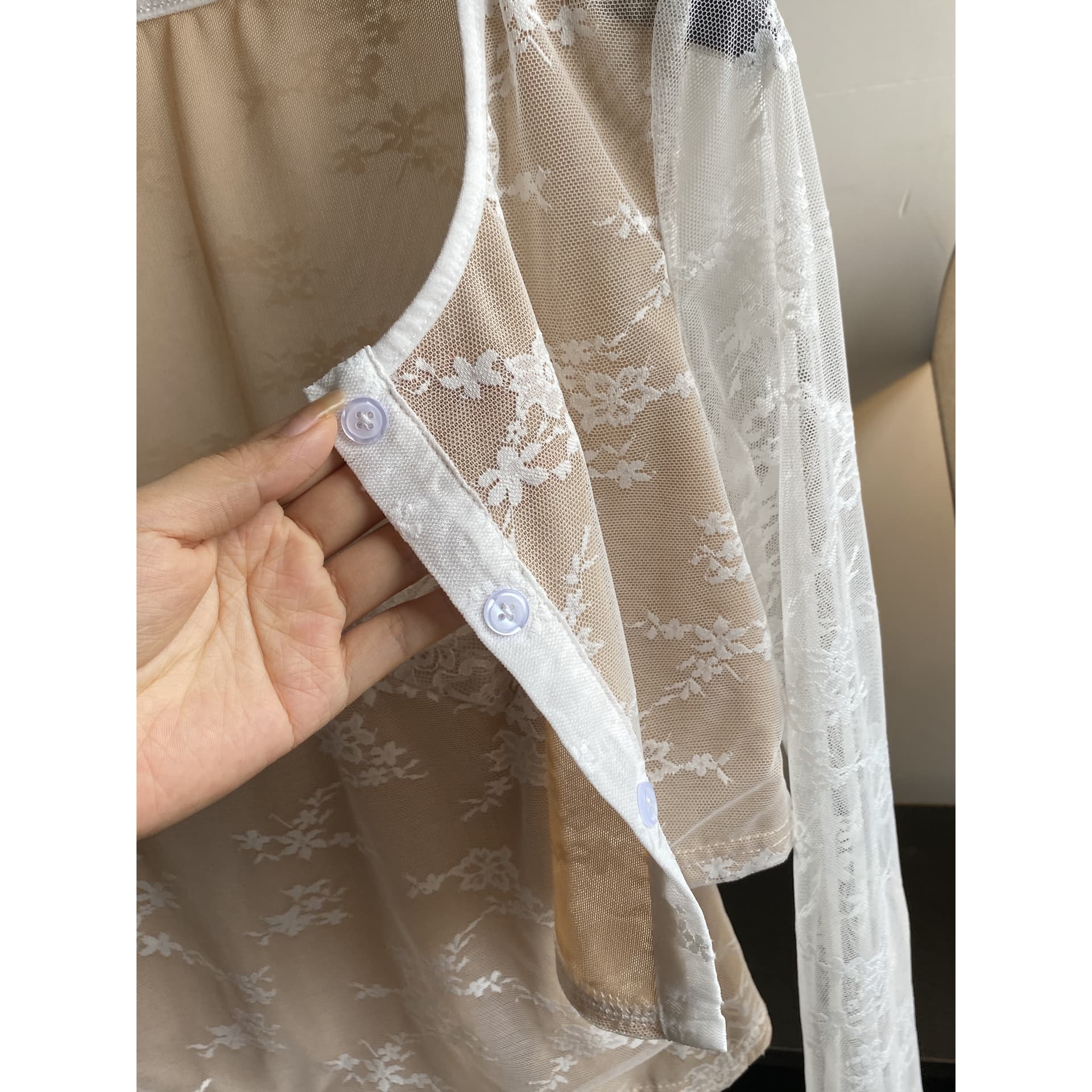 ranwear 첫눈에 산소 센스 순수한 욕망 바람 레이스 캐미솔 다용도 오픈 가디건 더블 버전 세트 이미지 5