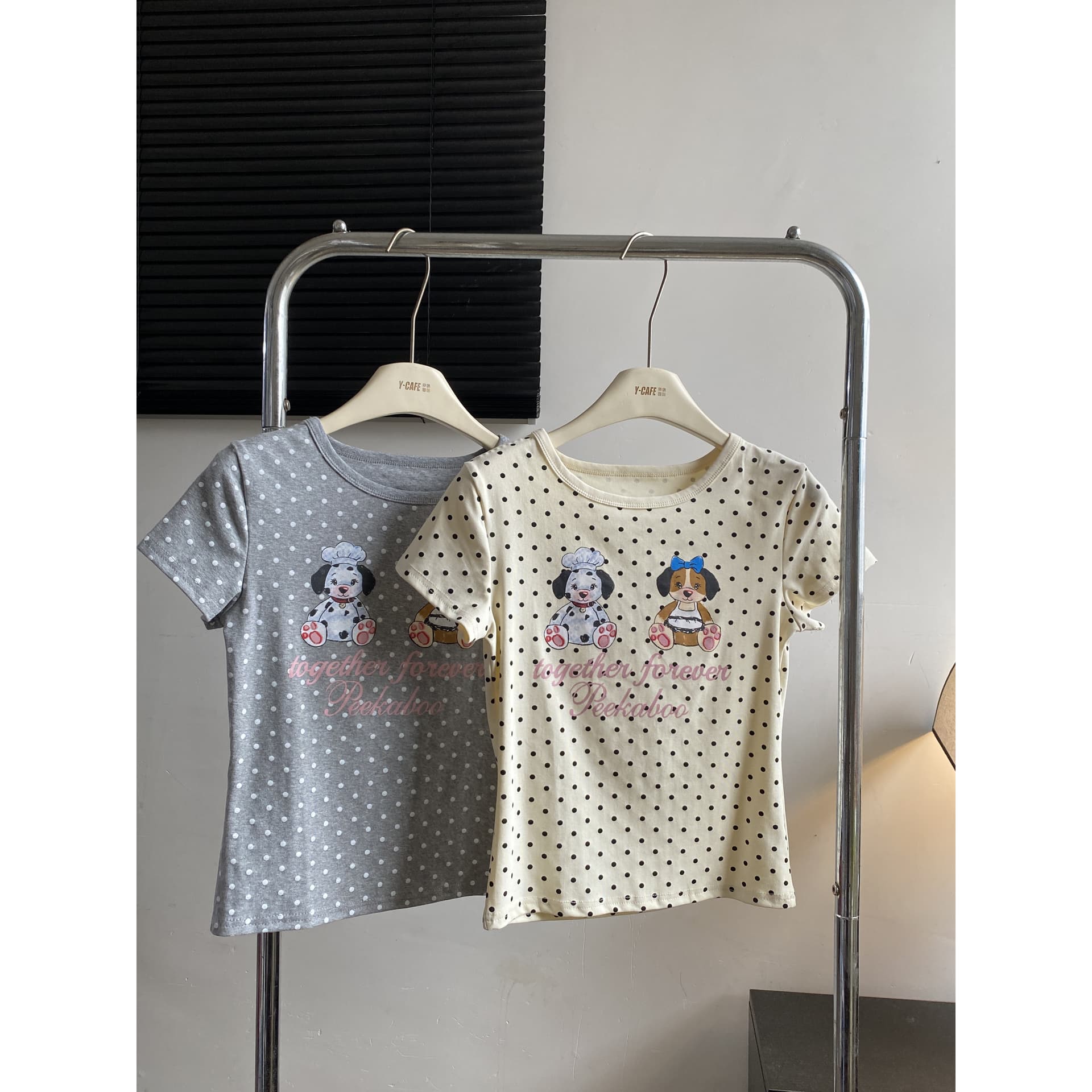안녕하세요. 대포 아메리칸 만화 도트 무늬 프린트 반팔 티셔츠 여성 여름 새로운 느긋한 작은 셔츠 기초 긍정적 인 어깨 의류 이미지 6