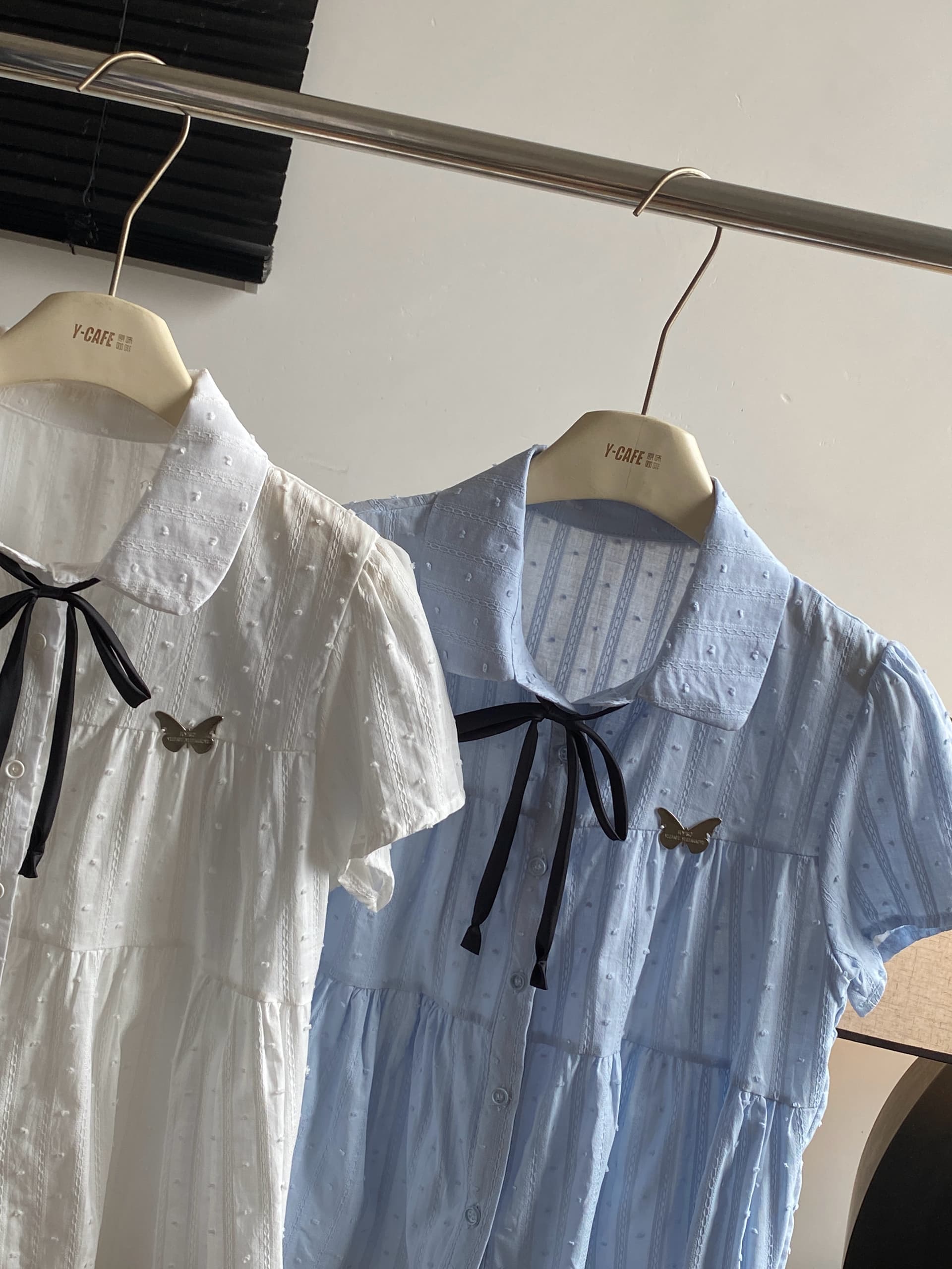 시끄러운 홈 하늘색 POLO 칼라 일본식 학원 스타일 여성 셔츠 여름 달콤함 귀여운 맨위 반팔 오픈 가디건 여성 이미지 4