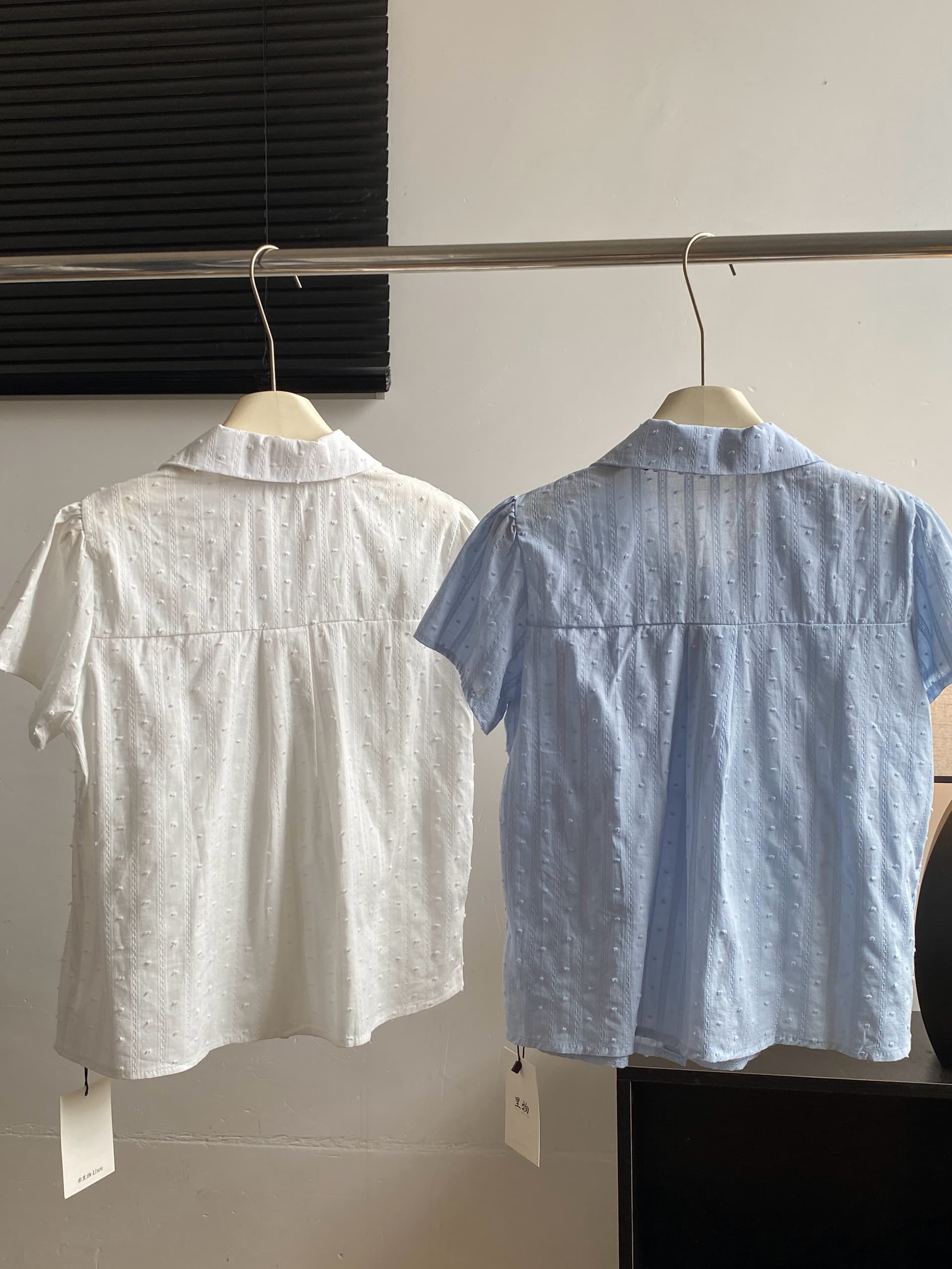 시끄러운 홈 하늘색 POLO 칼라 일본식 학원 스타일 여성 셔츠 여름 달콤함 귀여운 맨위 반팔 오픈 가디건 여성 상세 이미지 10