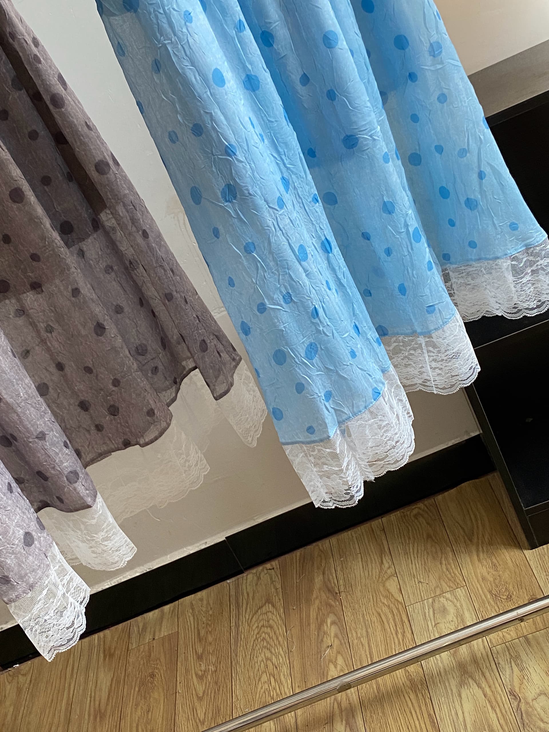 muxi 뮤 공정 도트 무늬 패치워크 레이스 반신 스커트 여성 여름 일본식 문예 루즈핏 다용도 슬림해 보이는 하이웨이스트 A라인 스커트 이미지 4