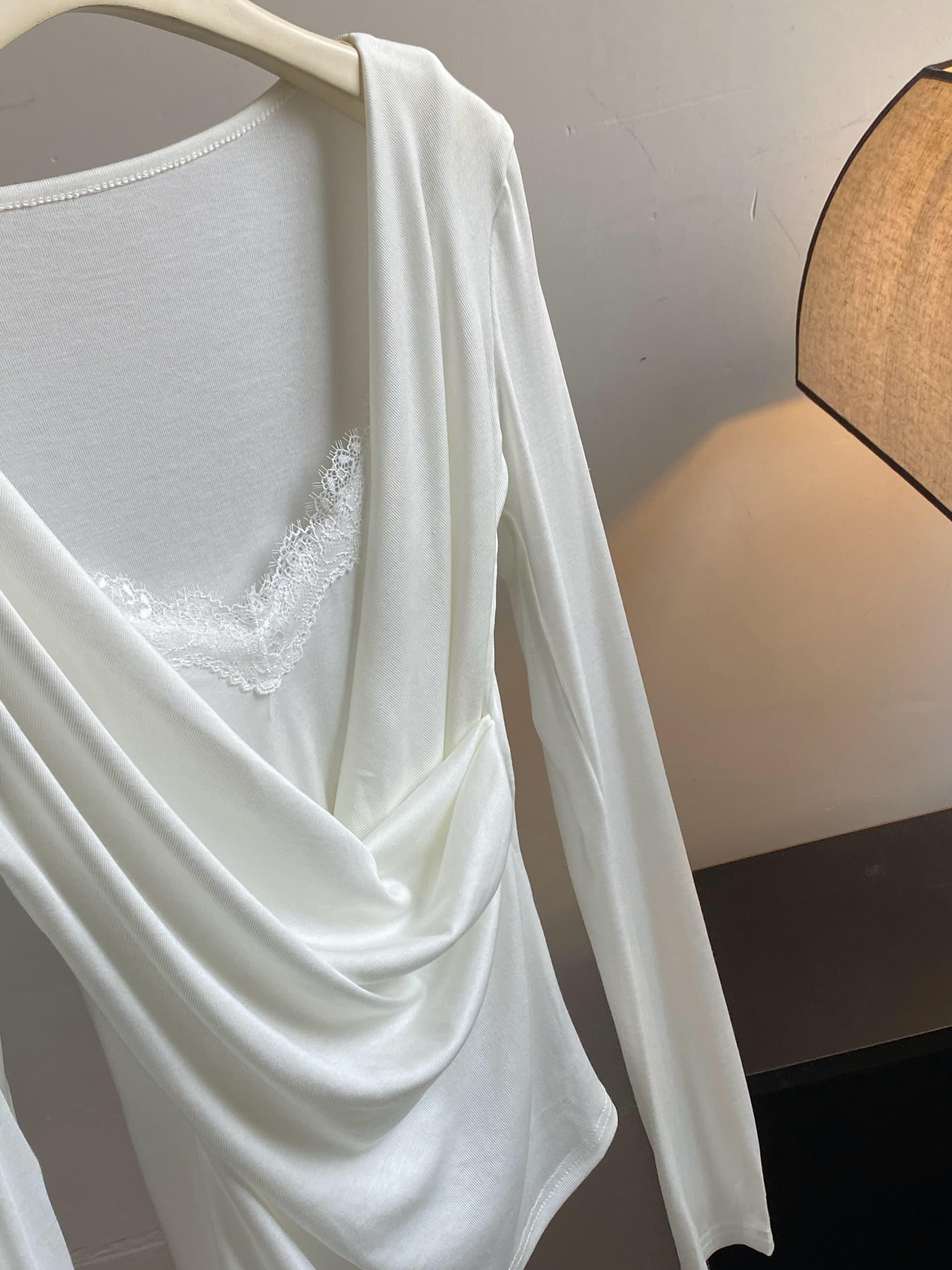 yolo shop 주간 실크 양모 레이스 페이크 레이어드 흔들다 칼라 긴팔 맨위 고급 품격 V넥 인사이드 가져 가라. 만나는 상세 이미지 6