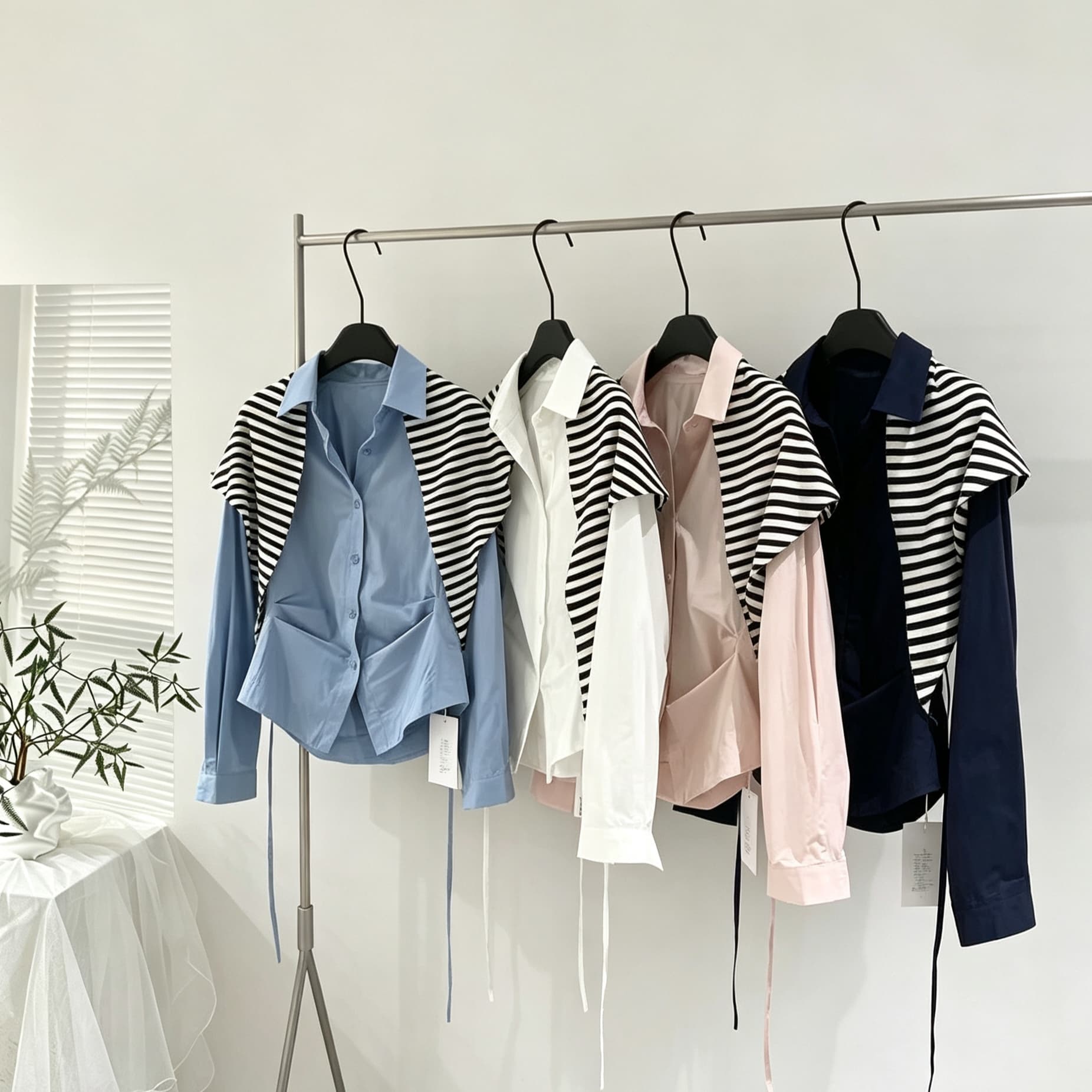 the lemon 레몬 녹차 2026 가을 폴로 칼라 셔츠 여성 긴 소매 다용도 품격 맨위 경기 숄 상세 이미지 2
