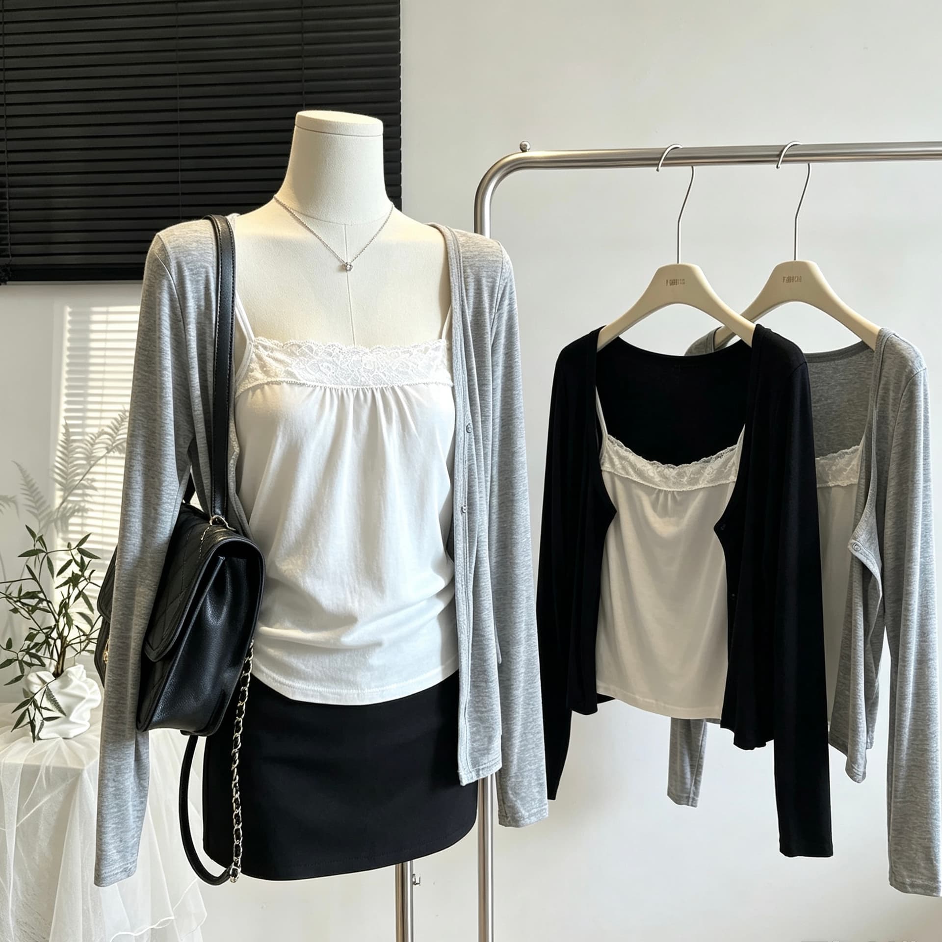 doudou 여드름 페이크 레이어드 긴팔 티셔츠 여성 조기 가을 새로운 한 부서 chic 착용 가져 가라. 디자인 센스 쇼트 스타일 맨위 상세 이미지 1