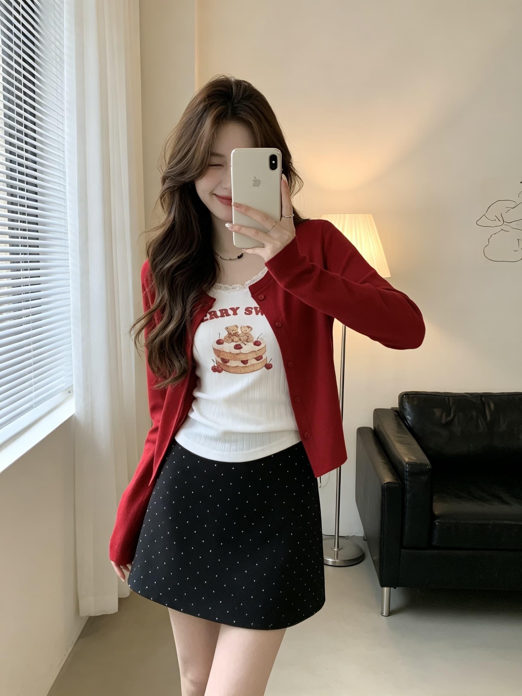 송 긍정적 인 En 빨간색 오픈 가디건 여성 가을 얇은 스타일 자외선 차단 재킷 한 부서 자이언트 잘 생긴 ~ 중 몸매 가꾸기 긴팔 외부 잡아라. 의류 상세 이미지 1