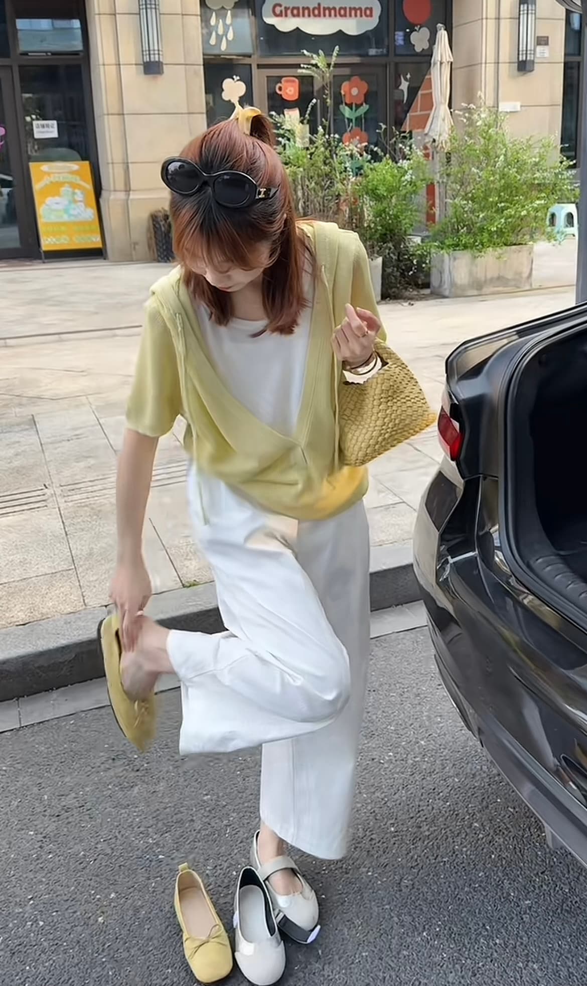 흔들어서 톤 폭발 디자인 센스 페이크 레이어드 맨위 캐주얼 다용도 바지 세트
