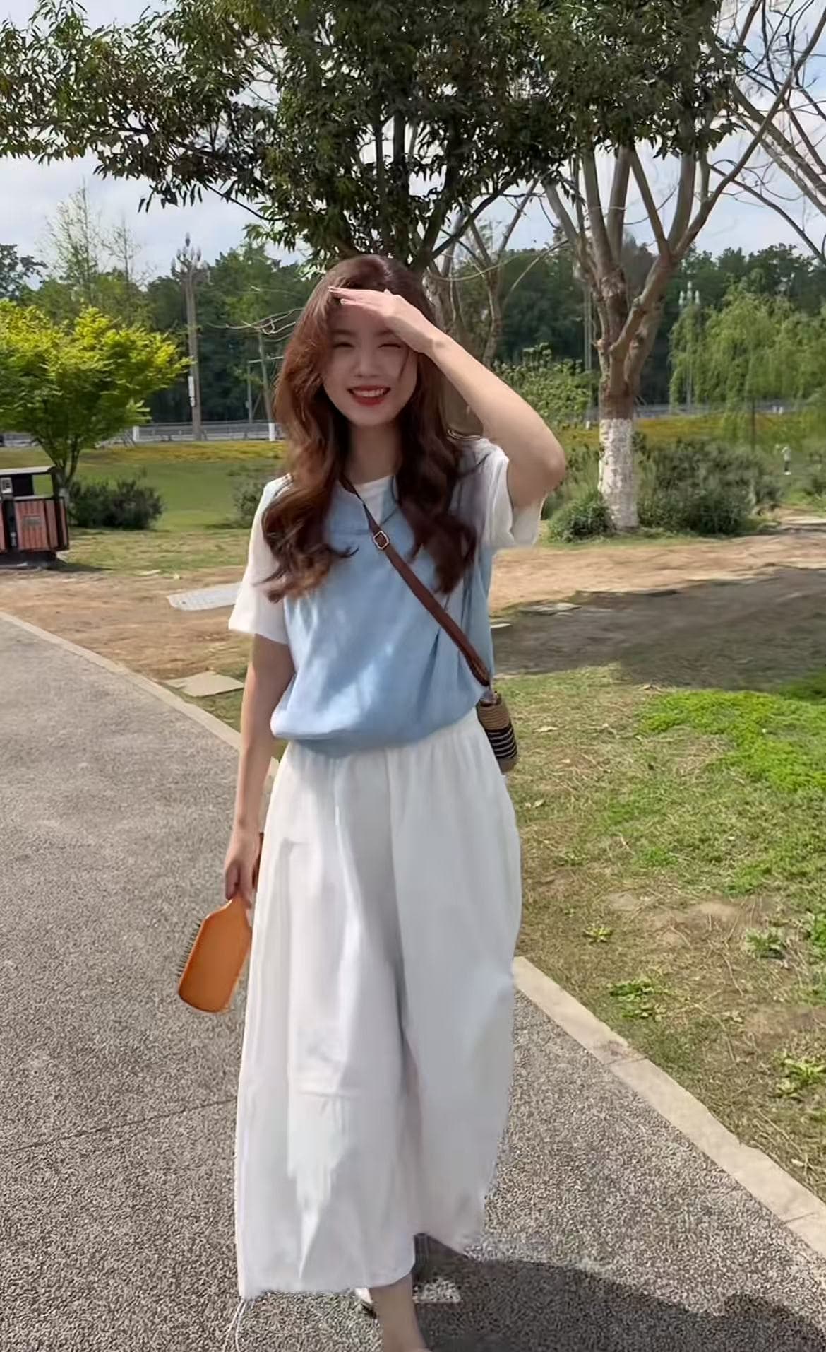 흔들어서 톤 폭발 가위 홈 캐주얼 다용도 페이크 레이어드 얼음 실크 맨위 반 스커트 세트 상세 이미지 1