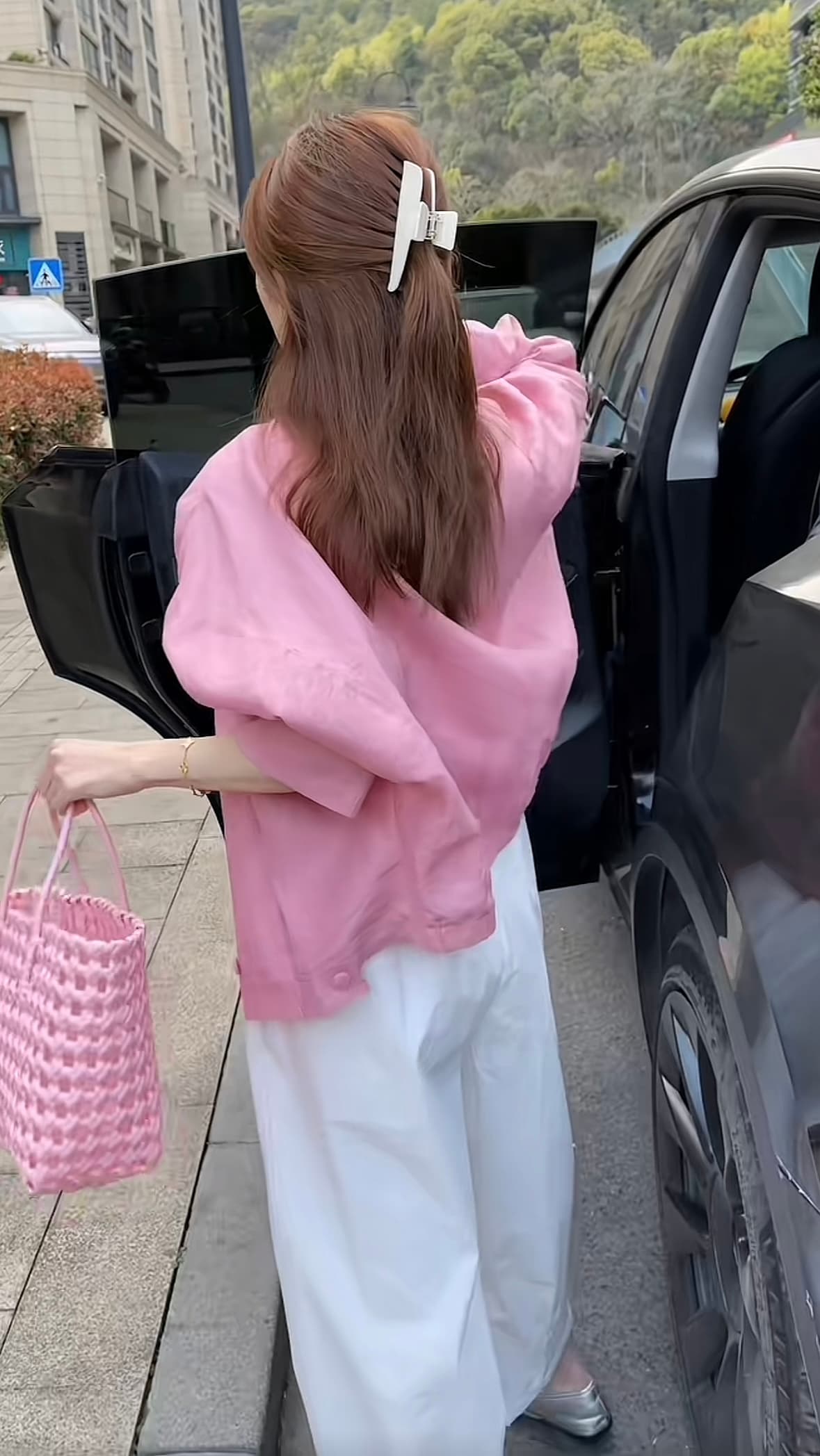 qiong qiong 높은 품질 장미 아마 한국 스타일 쇼트 스타일 재킷 바지 상세 이미지 5