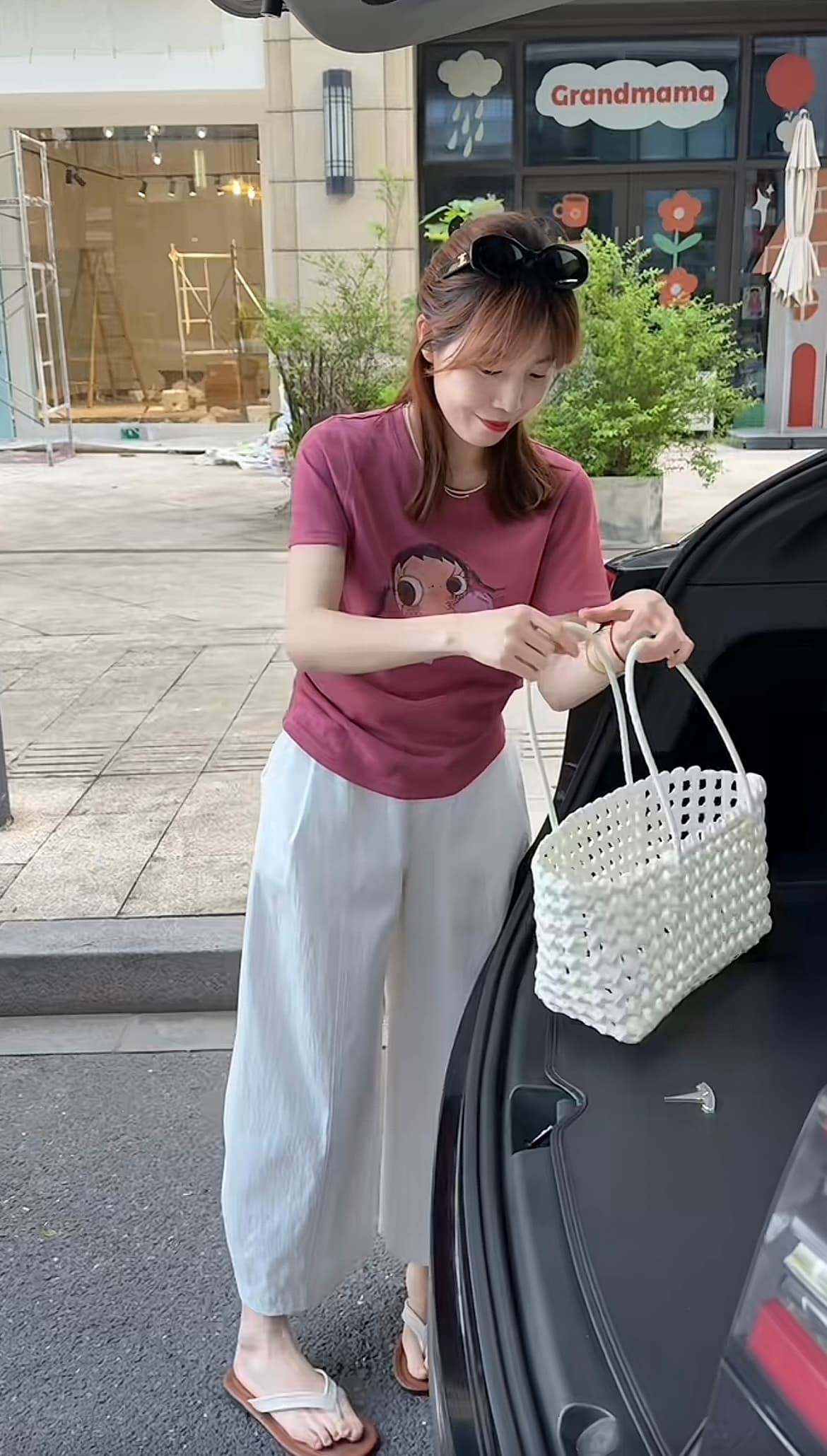 qiongqiong 인력 섹션 슈퍼 귀여운 ~ 중 거품 불기 소녀 슬림해 보이는 다용도 반팔 티셔츠 바지 이미지 2
