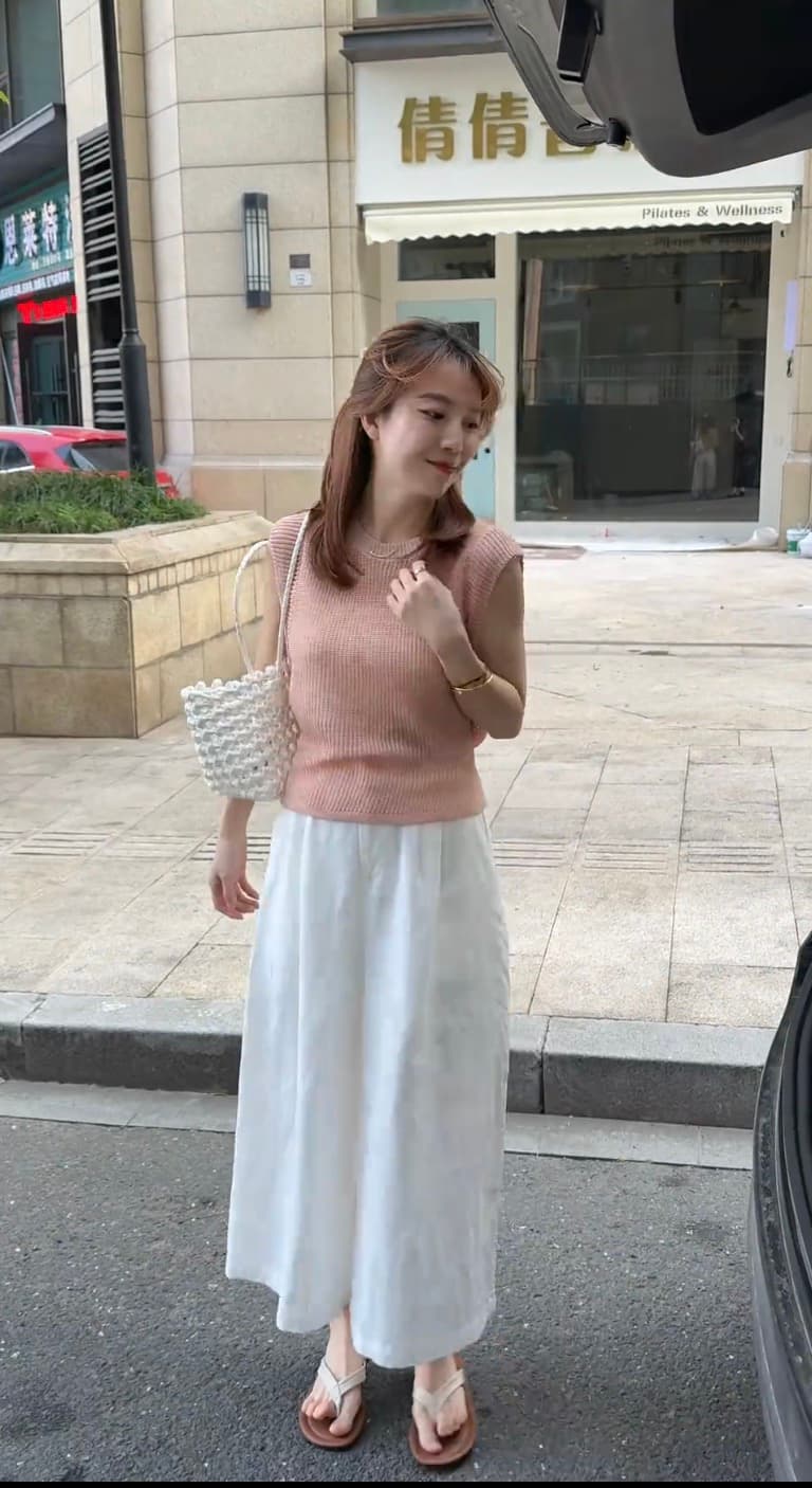 qiongqiong 인력 섹션 디자인 센스 이후 레이스업 슬림해 보이는 다용도 어깨 민소매 얼음 실크 셔츠 바지 세트 상세 이미지 1