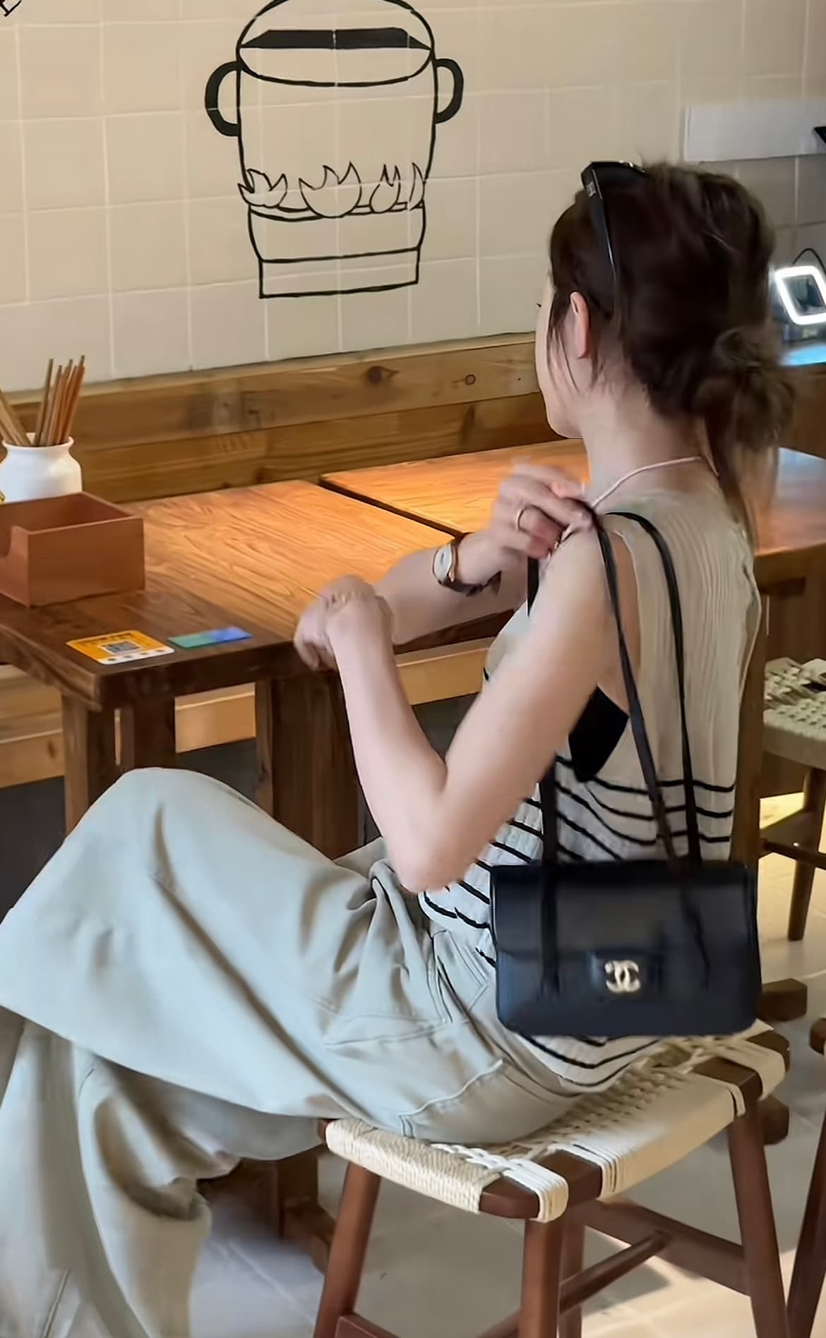 흔들어서 톤 폭발 뒤로 디자인 센스 조끼 플러스 무거운 작업 워시 물 면 긴 바지 세트 상세 이미지 9