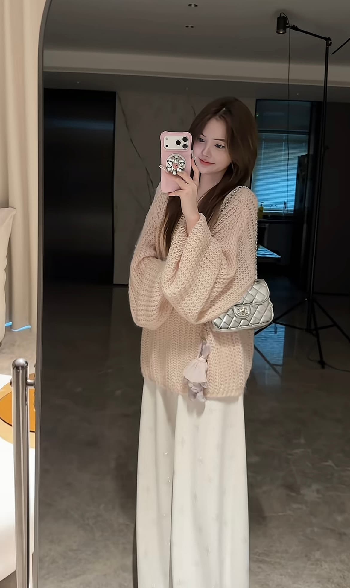 ssman 토스카 Na ~ 중 가을 모헤어 가을 겨울 다용도 품격 느긋한 바람 슬림해 보이는 스웨터 플러스 바지 이미지 2