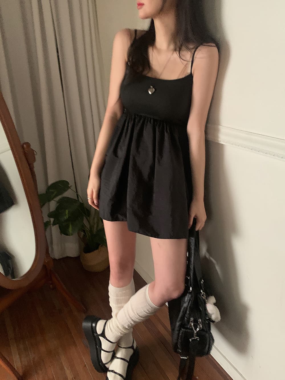 한국 chic 프랑스식 미니멀리즘 품격 패치워크 작은 키 발레 바람 다용도 민소매 슬립 드레스 상세 이미지 28