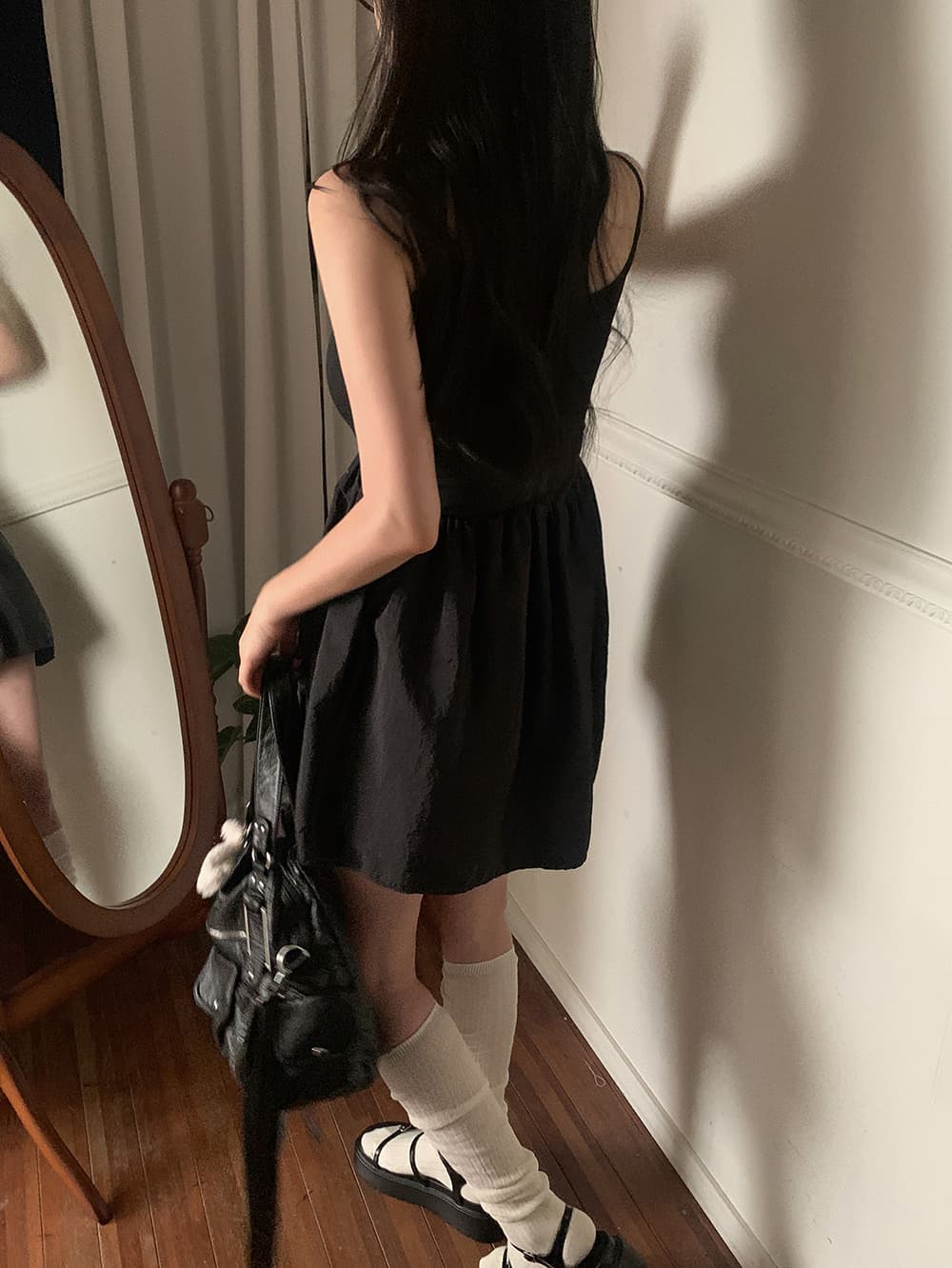 한국 chic 프랑스식 미니멀리즘 품격 패치워크 작은 키 발레 바람 다용도 민소매 슬립 드레스 상세 이미지 30