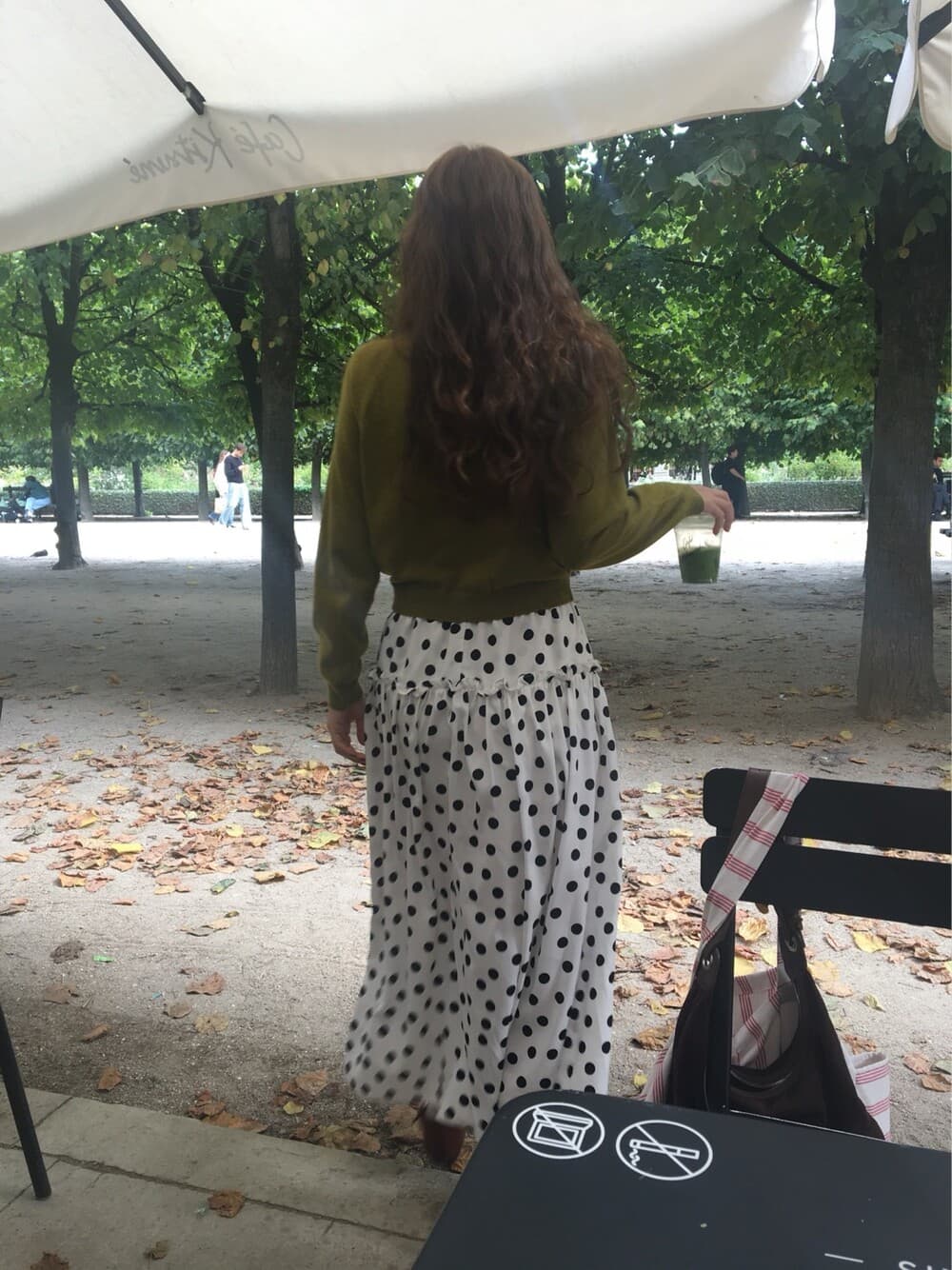 재고 있음 한국 동대문 레트로 품격 캐주얼 프릴 도트 무늬 허리밴드 레이스업 중간 길이 반신 스커트 상세 이미지 14