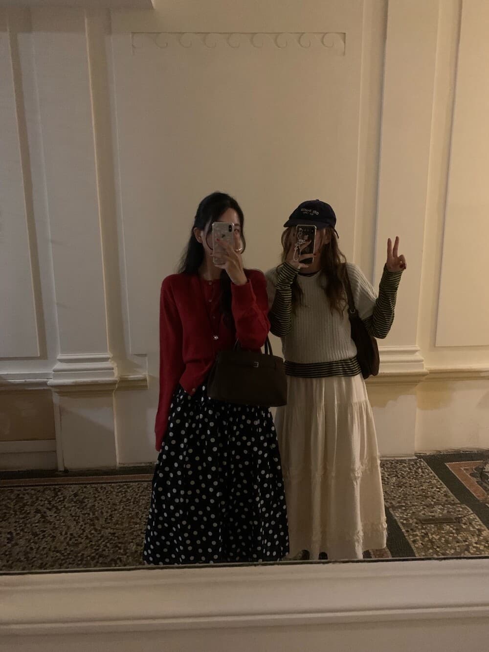 재고 있음 한국 동대문 레트로 품격 캐주얼 프릴 도트 무늬 허리밴드 레이스업 중간 길이 반신 스커트 상세 이미지 52