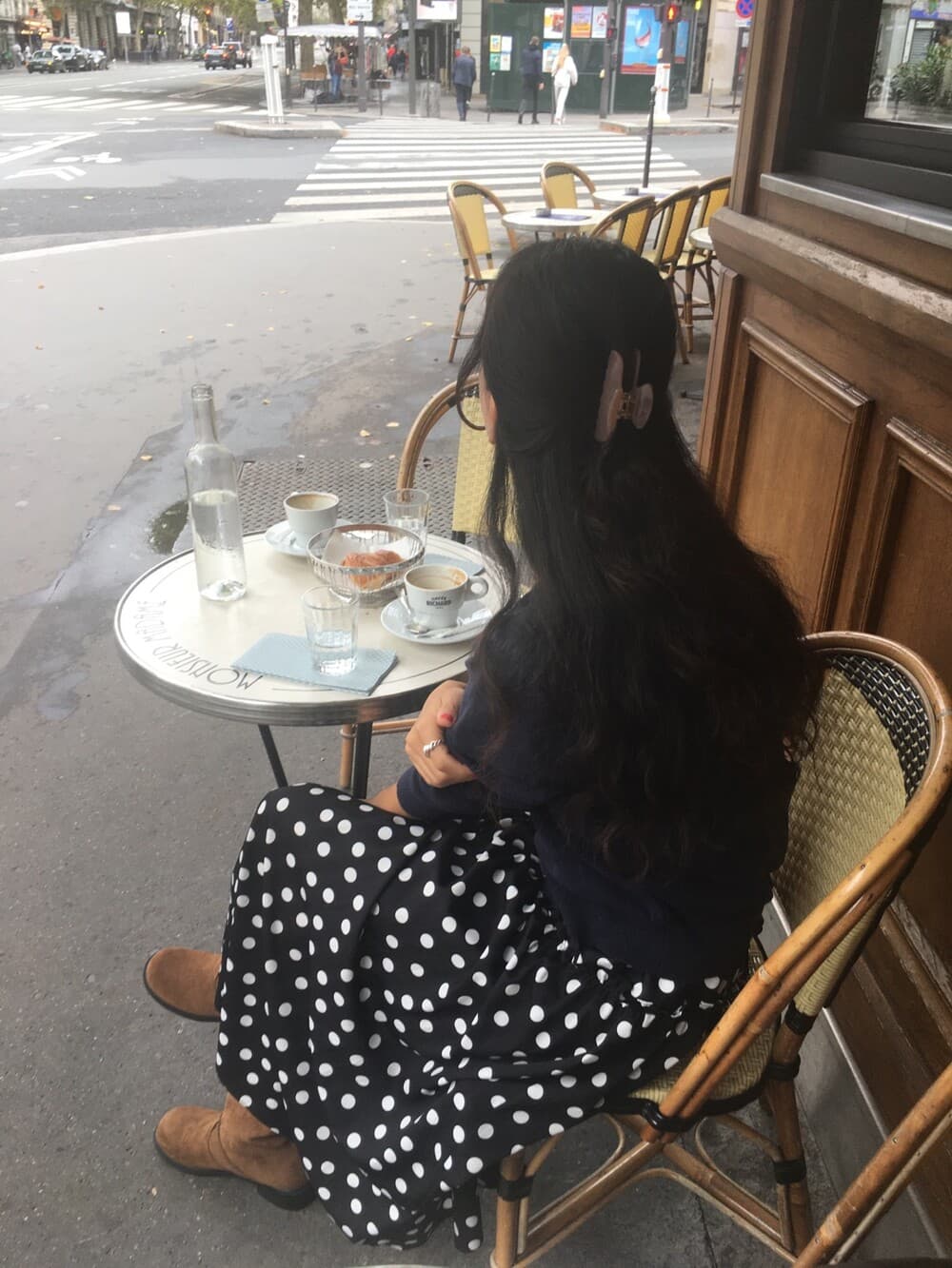 재고 있음 한국 동대문 레트로 품격 캐주얼 프릴 도트 무늬 허리밴드 레이스업 중간 길이 반신 스커트 상세 이미지 67