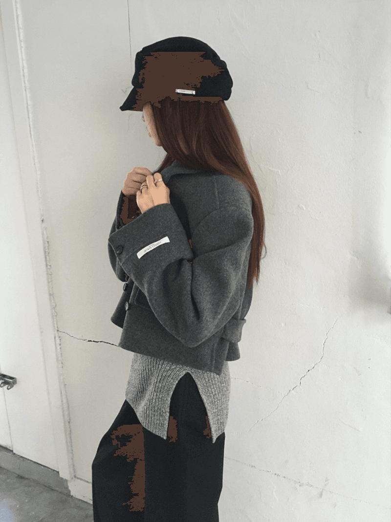 지금 한국 동대문 레트로 품격 폴로 칼라 이중 버튼 단색 슬림해 보이는 작은 키 쇼트 스타일 모직 외투 상세 이미지 17