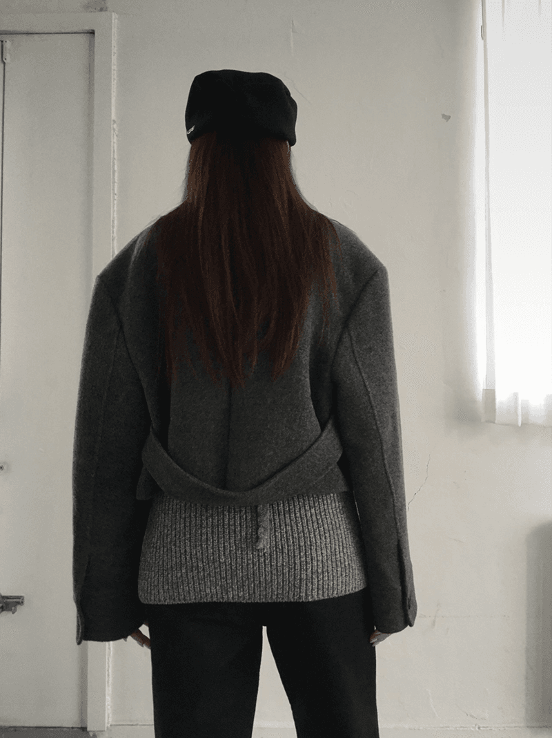 지금 한국 동대문 레트로 품격 폴로 칼라 이중 버튼 단색 슬림해 보이는 작은 키 쇼트 스타일 모직 외투 상세 이미지 20