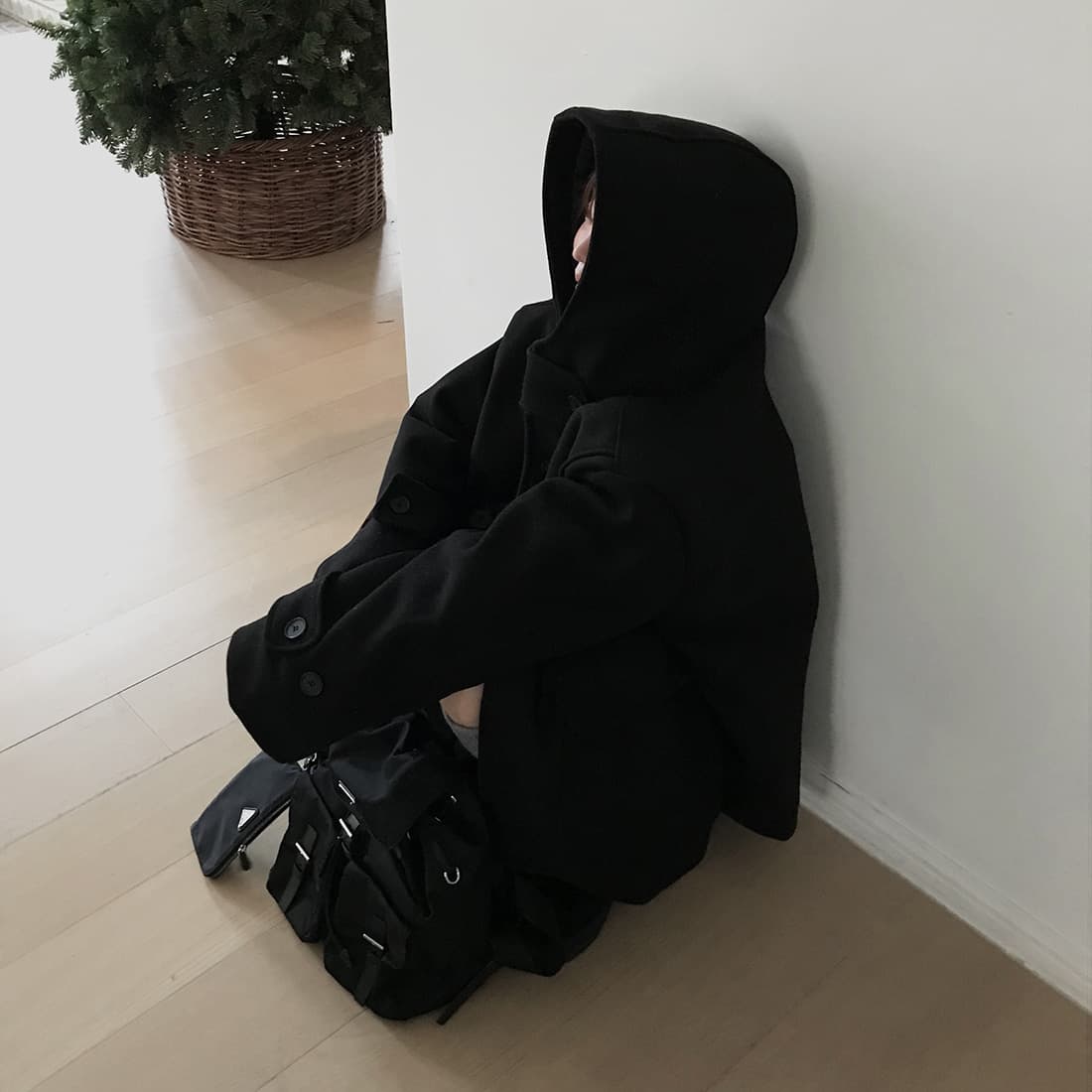 재고 있음 한국 chic 레트로 품격 캐주얼 겨울 후드 보온 빅 포켓 쇼트 스타일 코트 모직 외투 상세 이미지 49