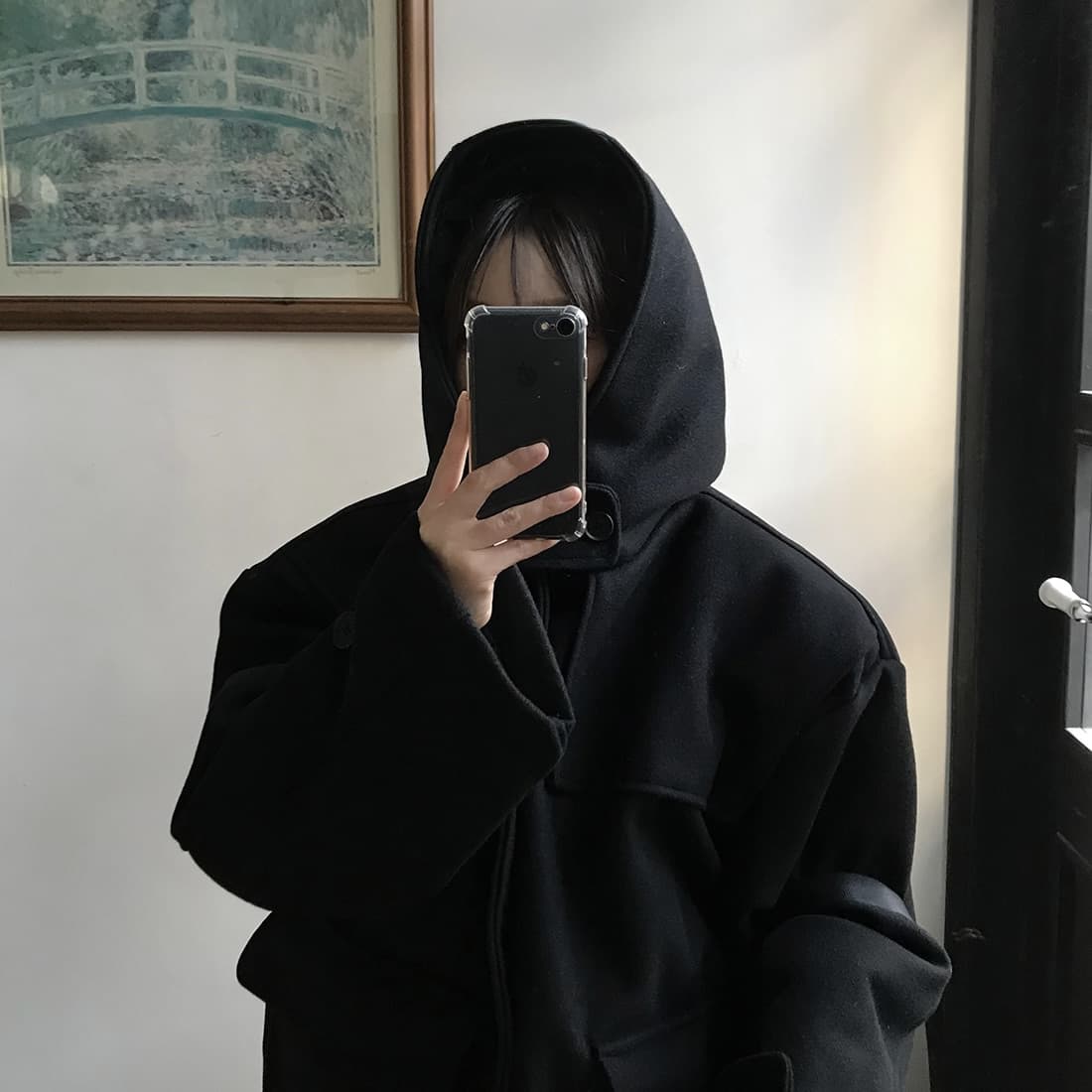재고 있음 한국 chic 레트로 품격 캐주얼 겨울 후드 보온 빅 포켓 쇼트 스타일 코트 모직 외투 상세 이미지 57