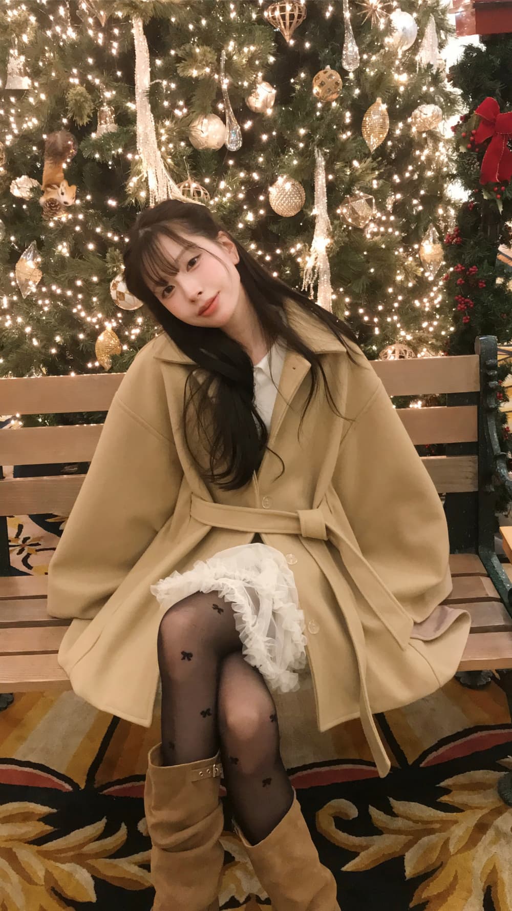재고 있음 한국 작은 대중 품격 분위기 센스 망토 모직 외투 부드러운 바람 연령 감소 레이스업 모직 코트 여성 상세 이미지 7