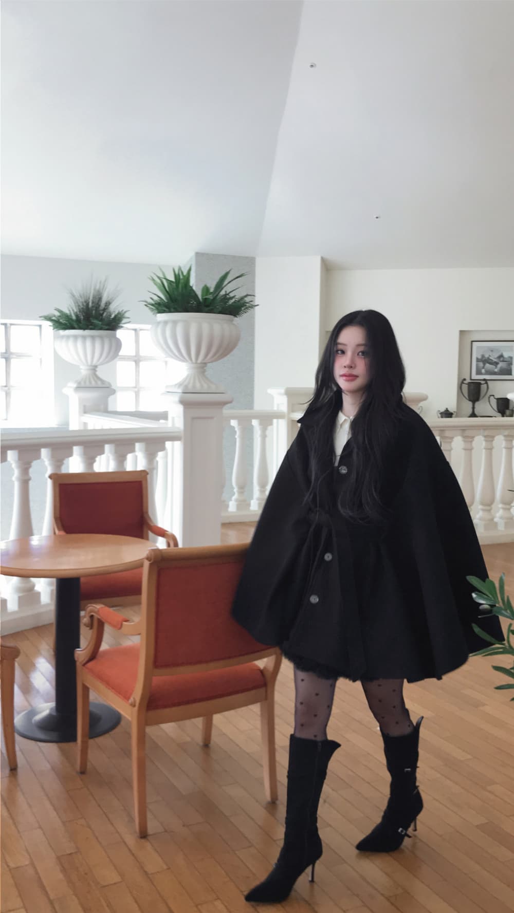 재고 있음 한국 작은 대중 품격 분위기 센스 망토 모직 외투 부드러운 바람 연령 감소 레이스업 모직 코트 여성 상세 이미지 11