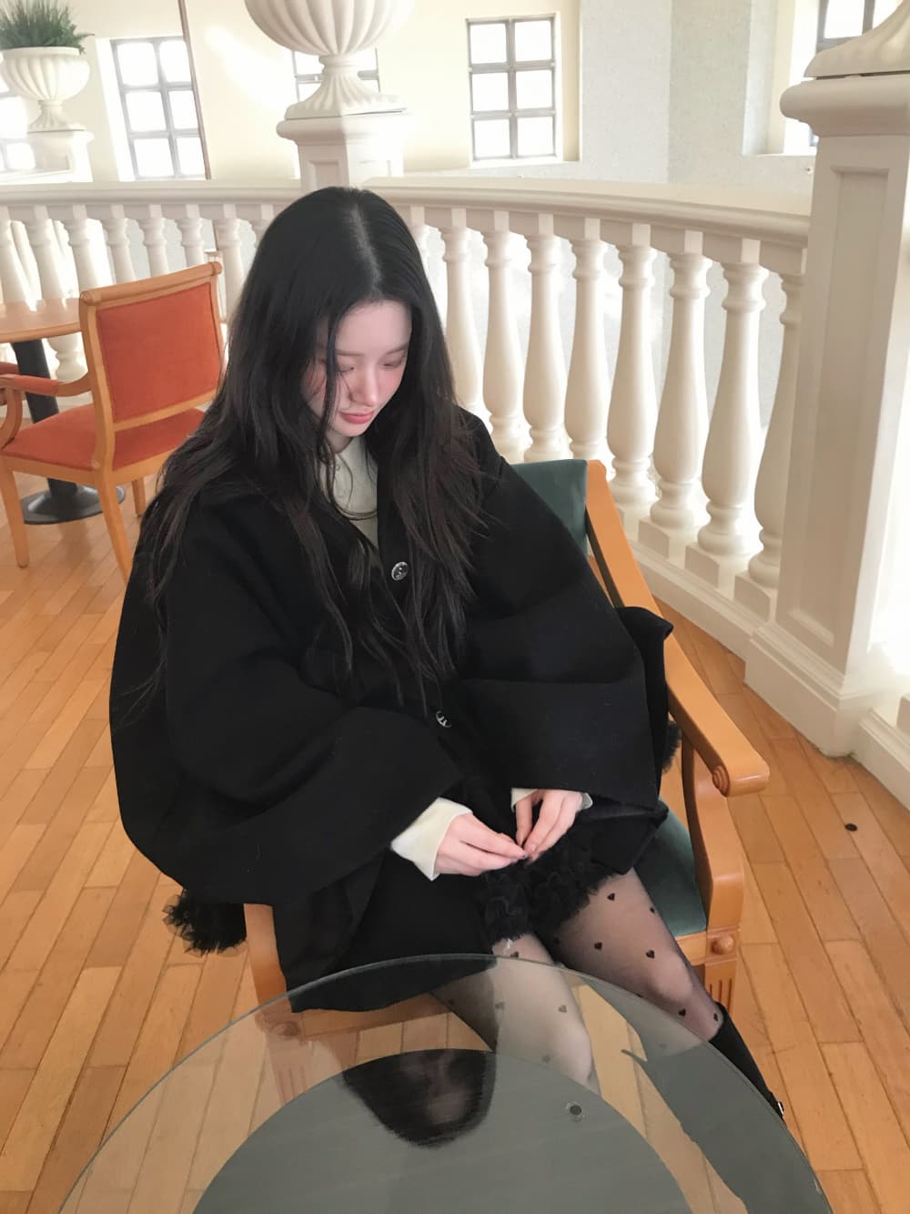 재고 있음 한국 작은 대중 품격 분위기 센스 망토 모직 외투 부드러운 바람 연령 감소 레이스업 모직 코트 여성 상세 이미지 16