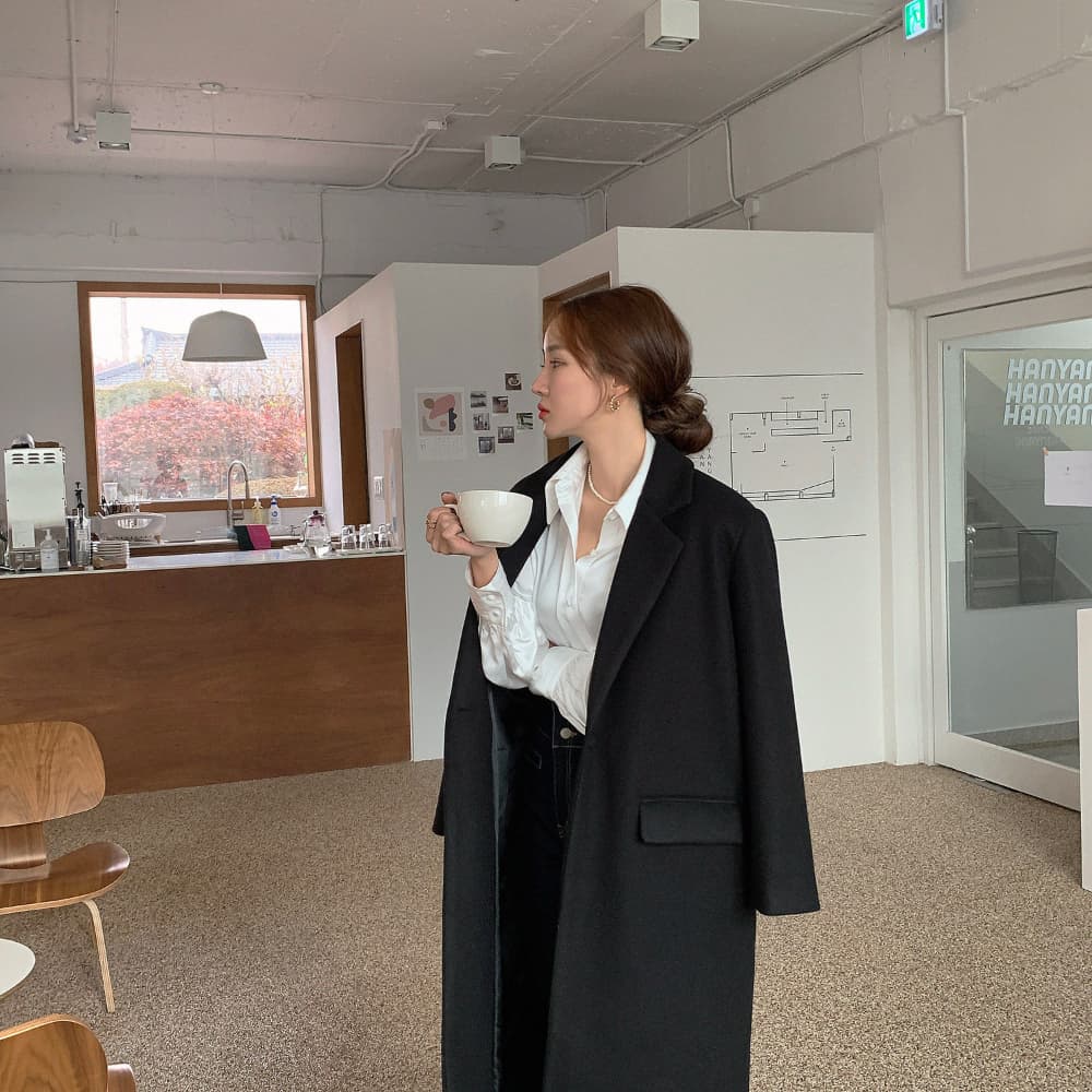 재고 있음 한국 chic 레트로 품격 패션 질감 새틴 패키지 버클 거품 소매 폴로 칼라 셔츠 상세 이미지 35