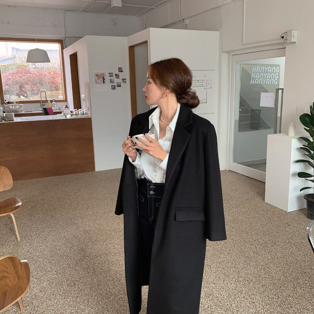 재고 있음 한국 chic 레트로 품격 패션 질감 새틴 패키지 버클 거품 소매 폴로 칼라 셔츠 상세 이미지 36