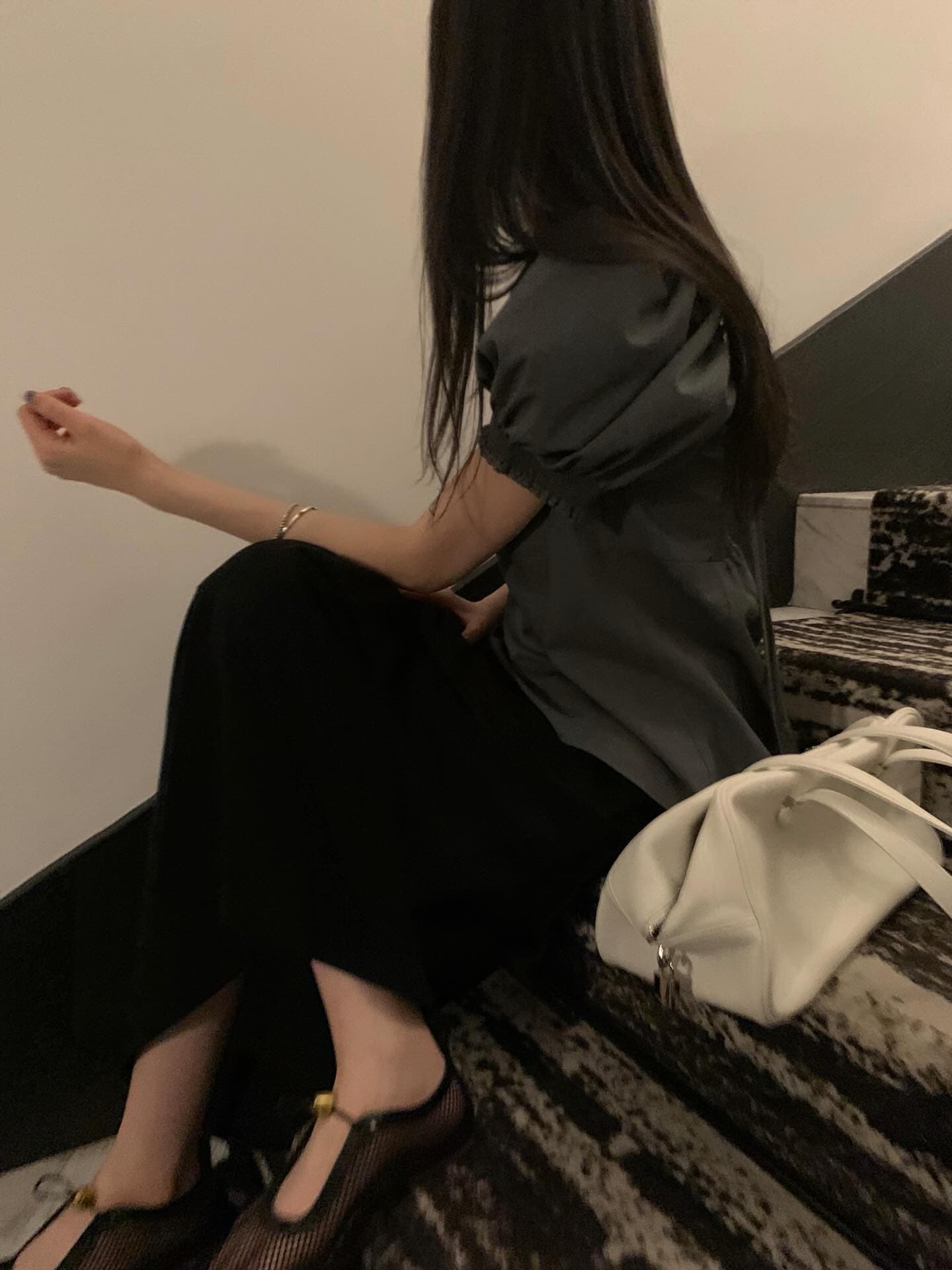 한국 chic 프랑스식 품격 광장 칼라 캐주얼 미니멀리즘 뒤로 나비 넥타이 거품 소매 셔츠 맨위 상세 이미지 10