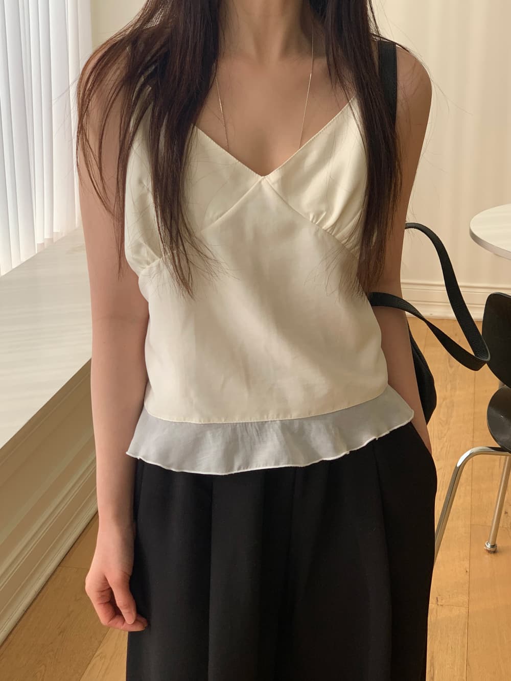 한국 chic 봄 여름 스택 Pleat 측면 다용도 스택 착용 캐미솔 상세 이미지 1