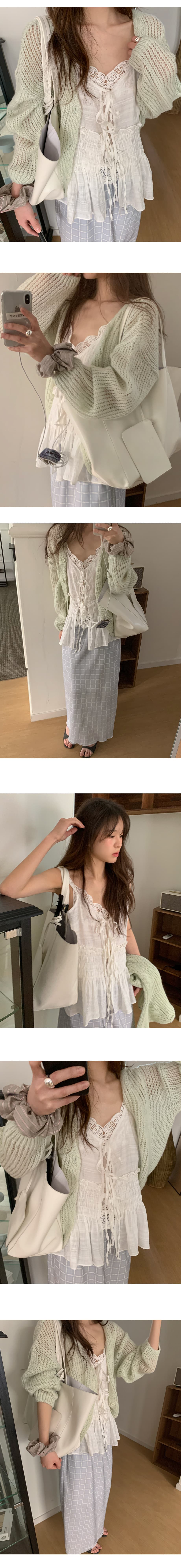한 부서 여름 분위기 센스 착용 가져 가라. 스트랩 인사이드 가져 가라. 캐미솔 허리 수축 슬림해 보이는 맨위 여성 상세 이미지 2