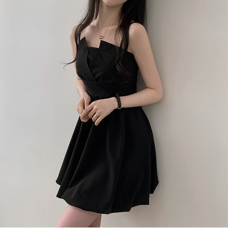 한국 chic 프랑스식 소녀 센스 나비 넥타이 주름 작은 키 꽃밭 슬립 드레스 이미지 5