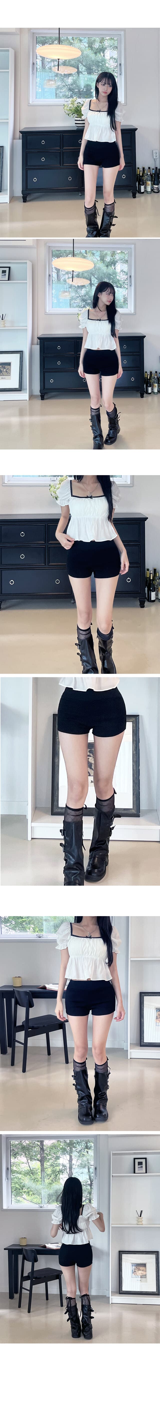 한 부서 순수한 욕망 바람 광장 칼라 거품 소매 쇼트 스타일 맨위 레이스 레이스 나비 매듭 허리 수축 슬림해 보이는 작은 셔츠 상세 이미지 6