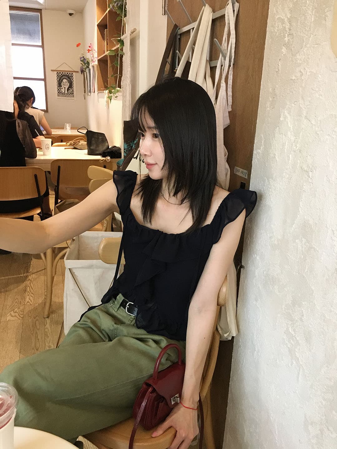 한 부서 chic 프릴 쉬폰 레이스업 조끼 주름 Feifei 소매 허리 수축 쇼트 스타일 맨위 상세 이미지 18