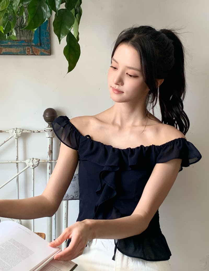 한 부서 불규칙 프릴 행침 목 슬립 몸매 가꾸기 쇼트 스타일 민소매 순수한 욕망 작은 조끼 상세 이미지 21