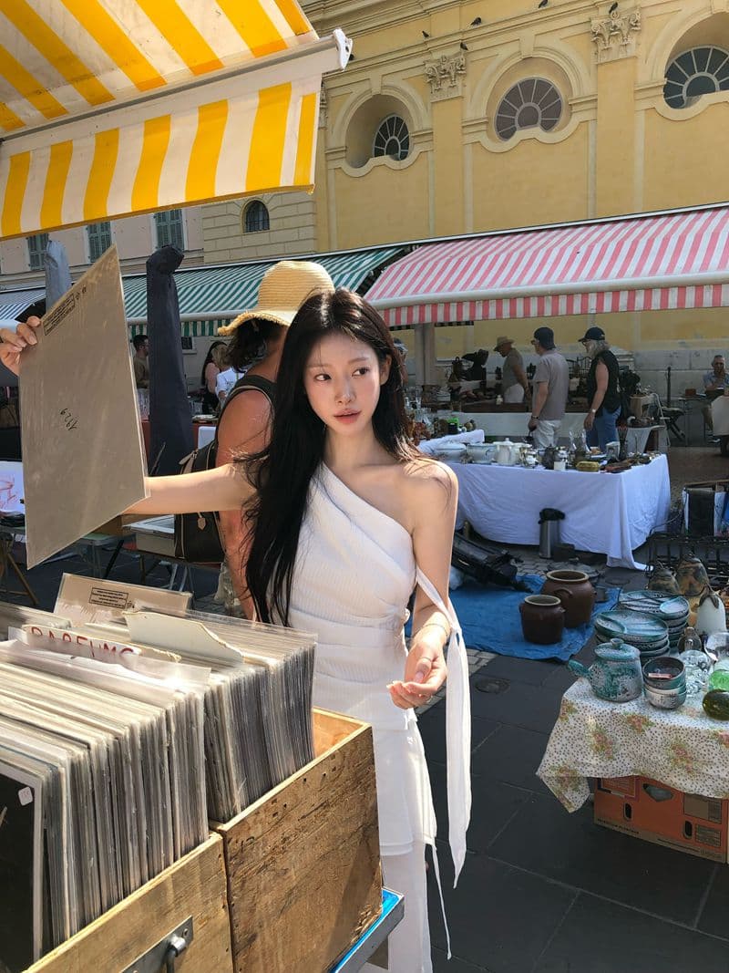 한 부서 레트로 체크무늬 비스듬한 어깨 캐미솔 리본 펌프 로프 허리 수축 쇼트 스타일 순수한 욕망 오프숄더 맨위 상세 이미지 1