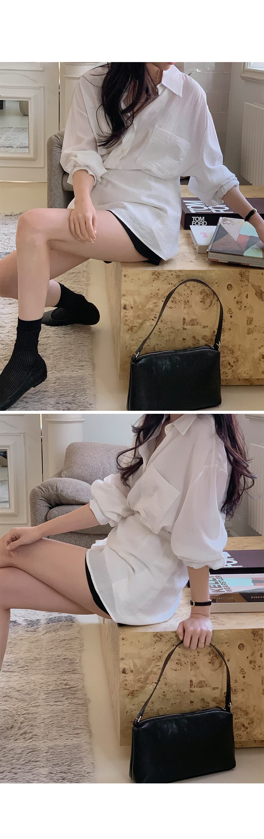 한 부서 스트라이프 허리 수축 셔츠 디자인 센스 작은 대중 레이스업 불규칙 긴팔 셔츠 맨위 상세 이미지 5