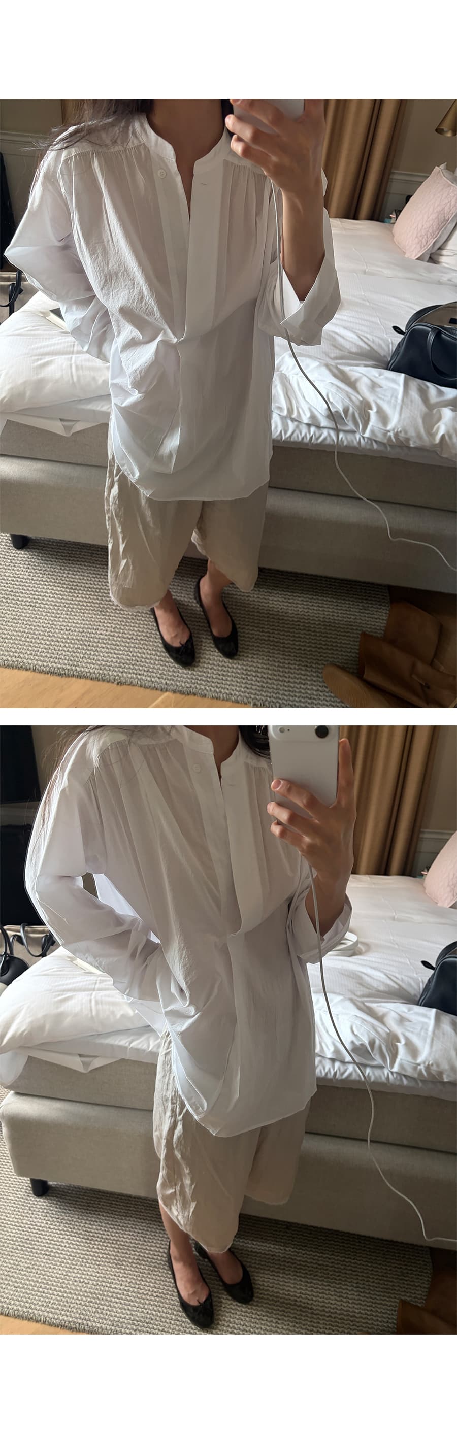 한국 chic 스탠드 칼라 풀오버 셔츠 미니멀리즘 루즈핏 가을 어깨 소매 느긋한 품격 맨위 상세 이미지 11