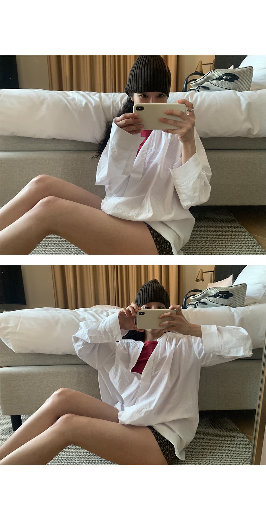 한국 chic 스탠드 칼라 풀오버 셔츠 미니멀리즘 루즈핏 가을 어깨 소매 느긋한 품격 맨위 상세 이미지 17